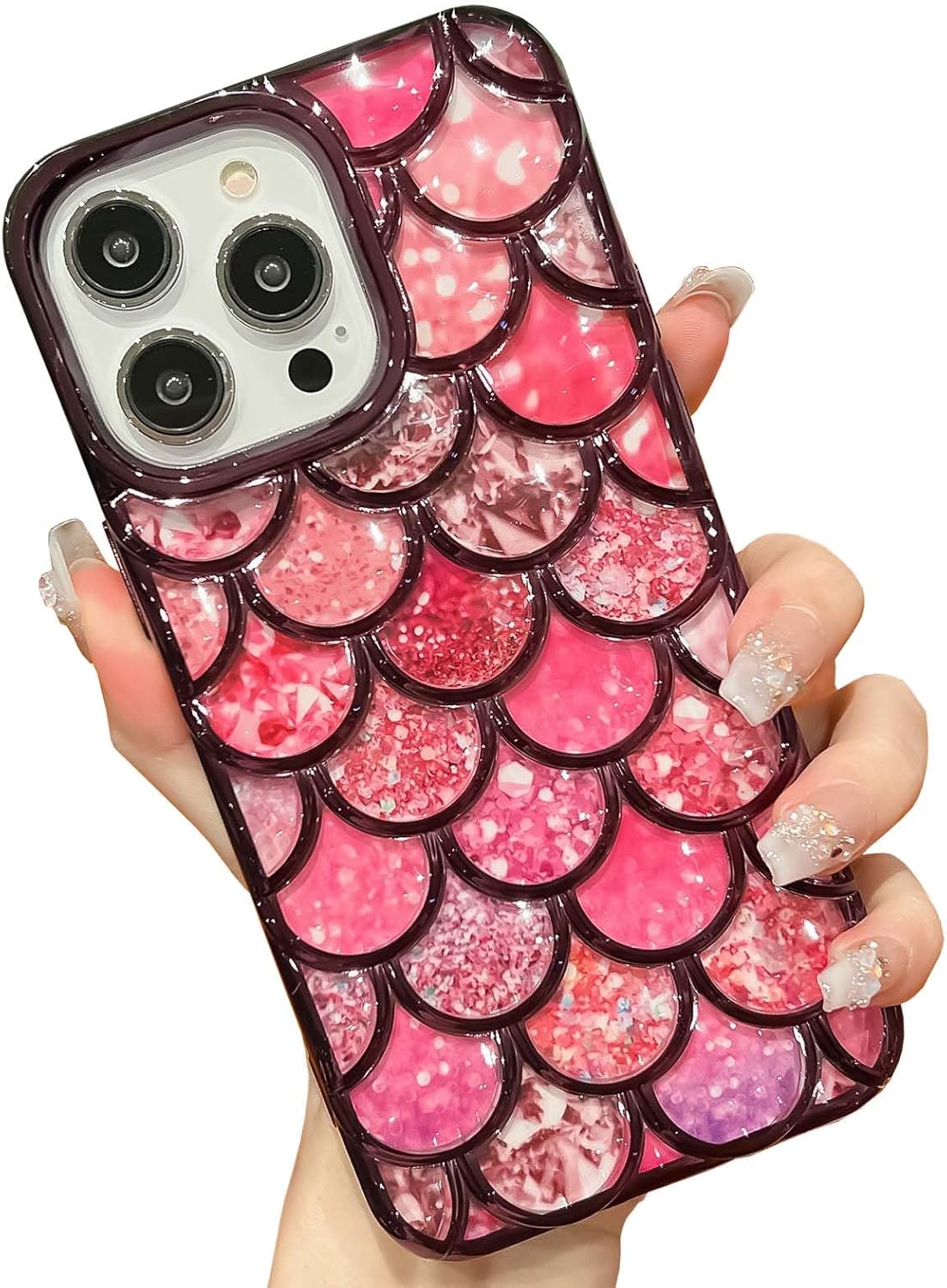 KERZZIL Funda de lujo con diseño de sirena 3D compatible con iPhone 13 Pro Max, bonita funda de TPU suave chapado en oro para mujeres y niñas