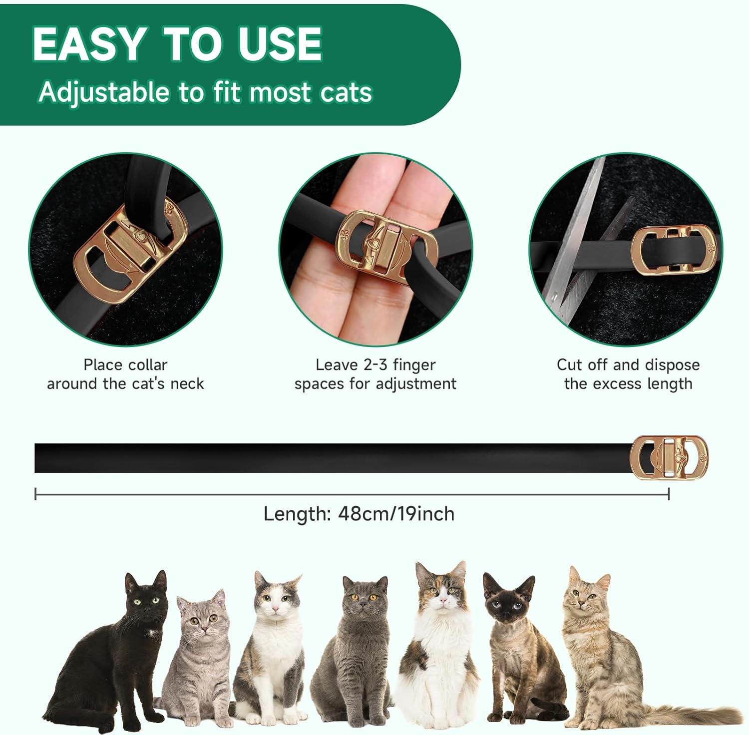 Paquete de 4 collares antipulgas para gatos, tratamiento de pulgas y garrapatas de gato, protección de 8 meses para prevención de pulgas y