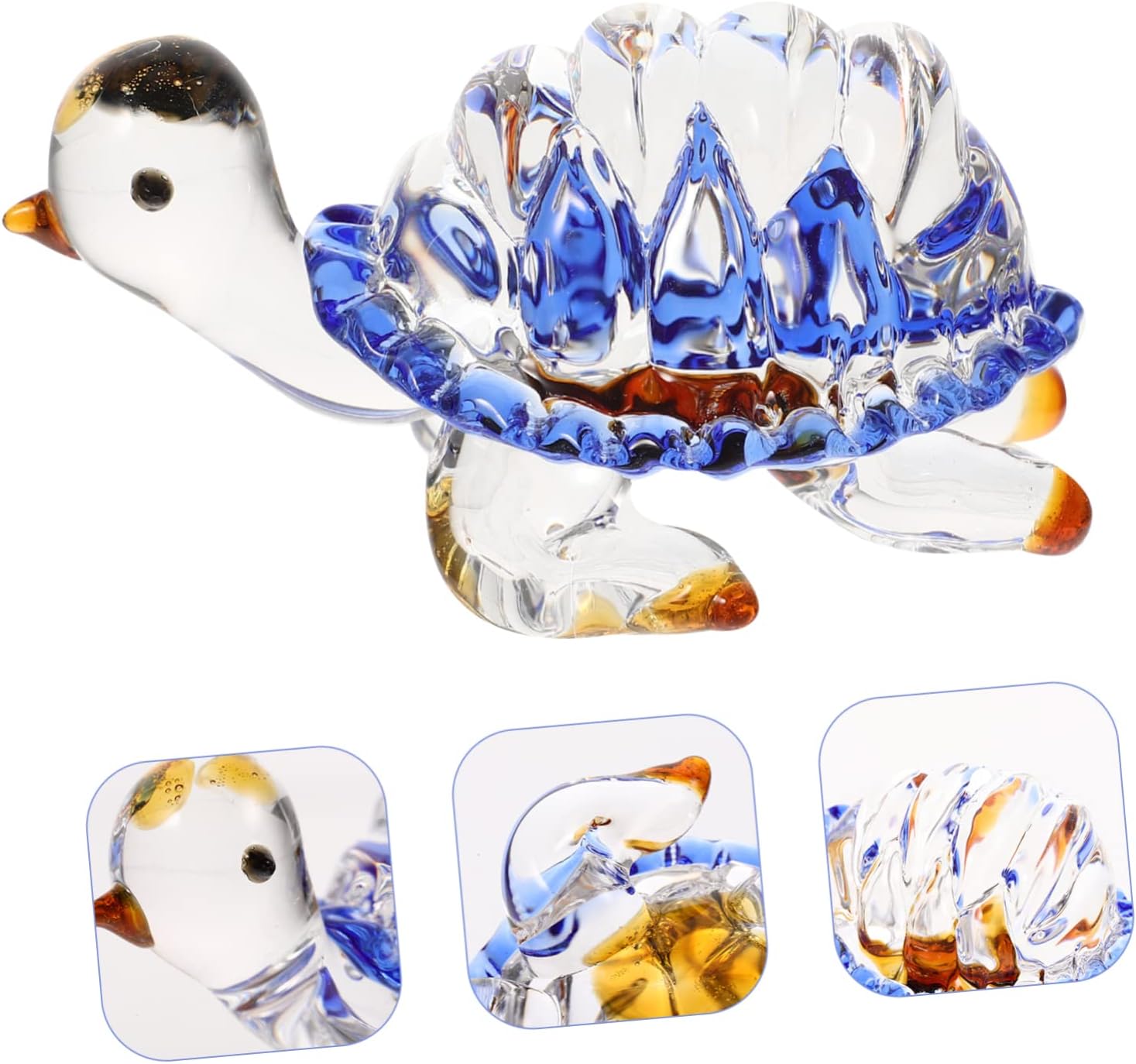 Garneck 3pcs Little Turtle Ornament Glass Animal Figurines Turtle Decor sea Animal Figurine Turtle Statue adornos para Miniature Figurines Desktop