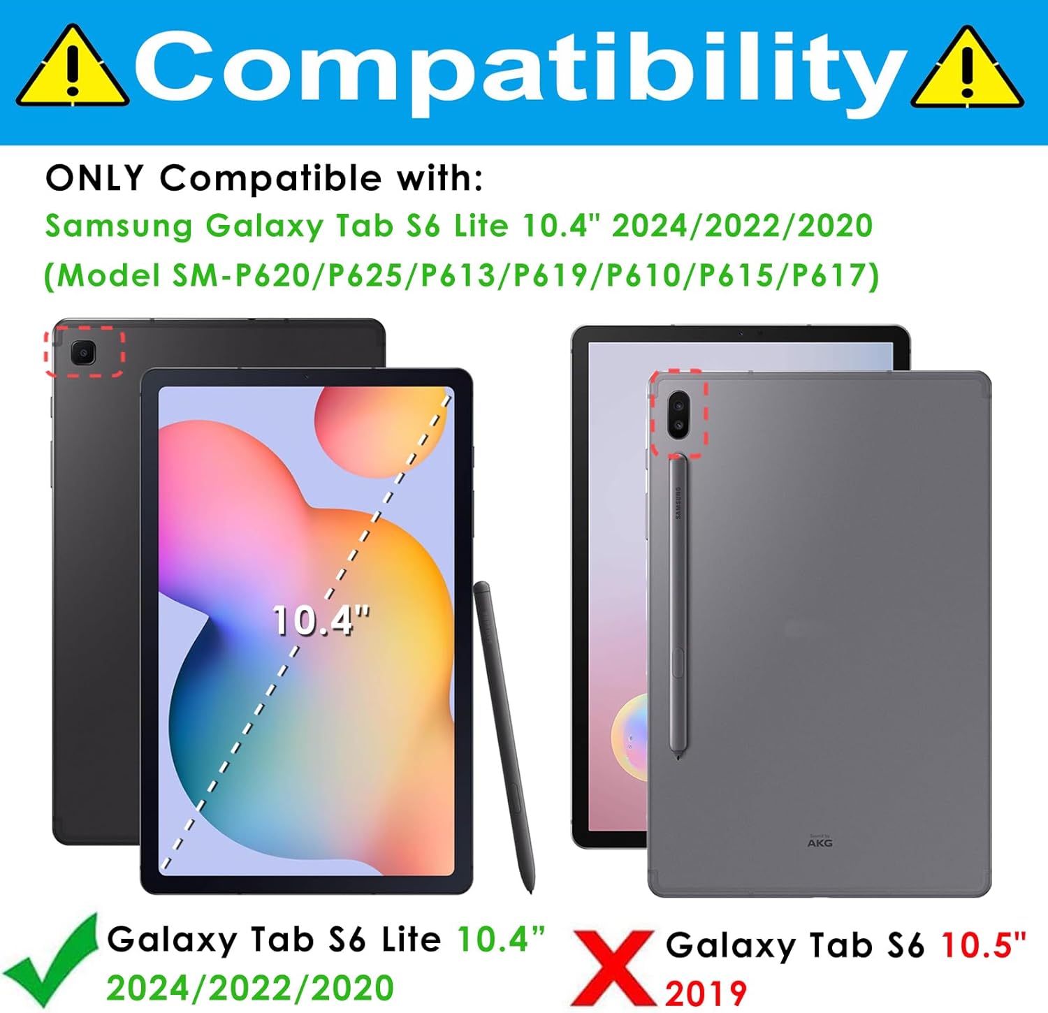DETUOSI Funda para Samsung Galaxy Tab S6 Lite de 10.4″ 20202022 (modelo SM-P610P615P613P619) con soporte para bolígrafo, resistente a prueba de