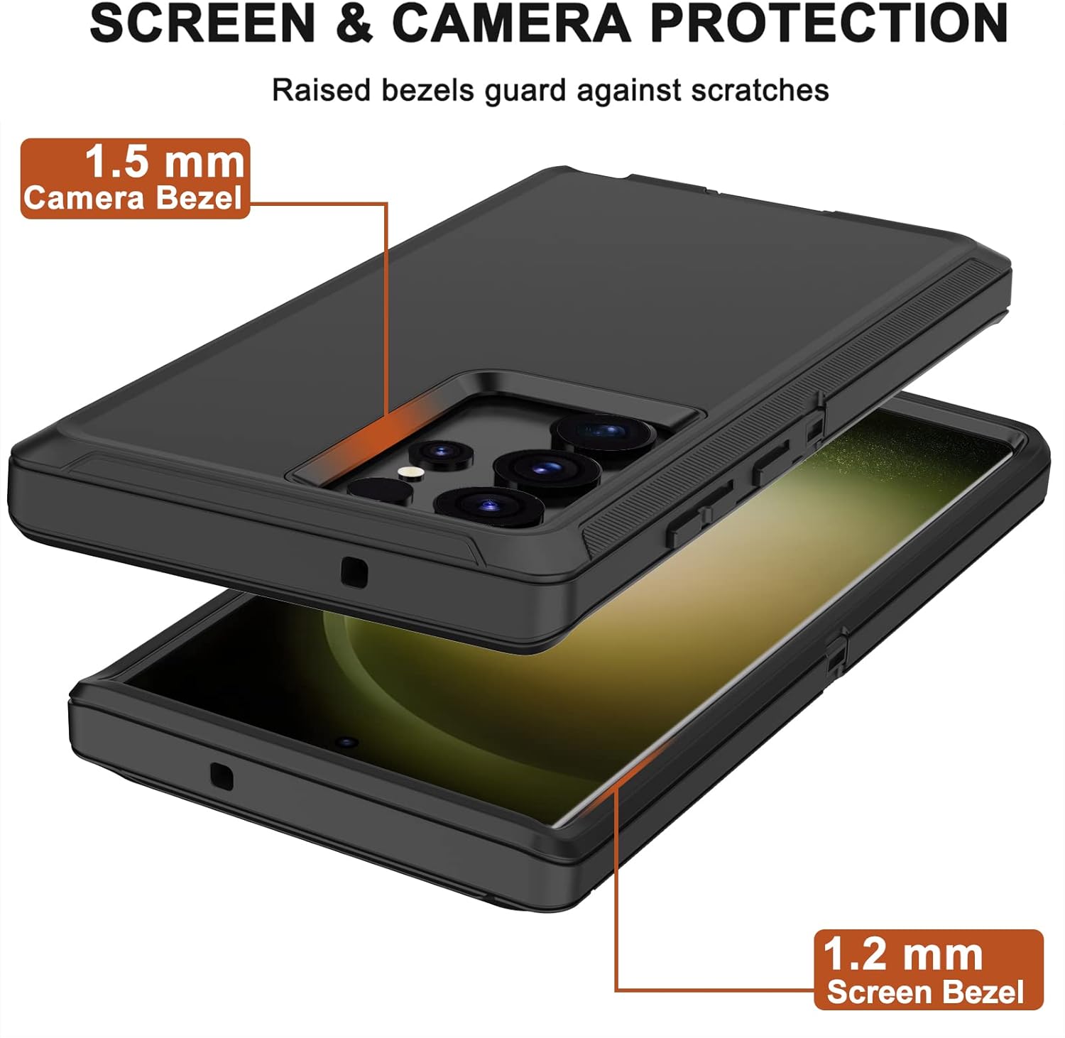 Funda para Samsung Galaxy S23 Ultra con funda de clip para cinturón, 2 protectores de pantalla, grado militar resistente a prueba de golpes de