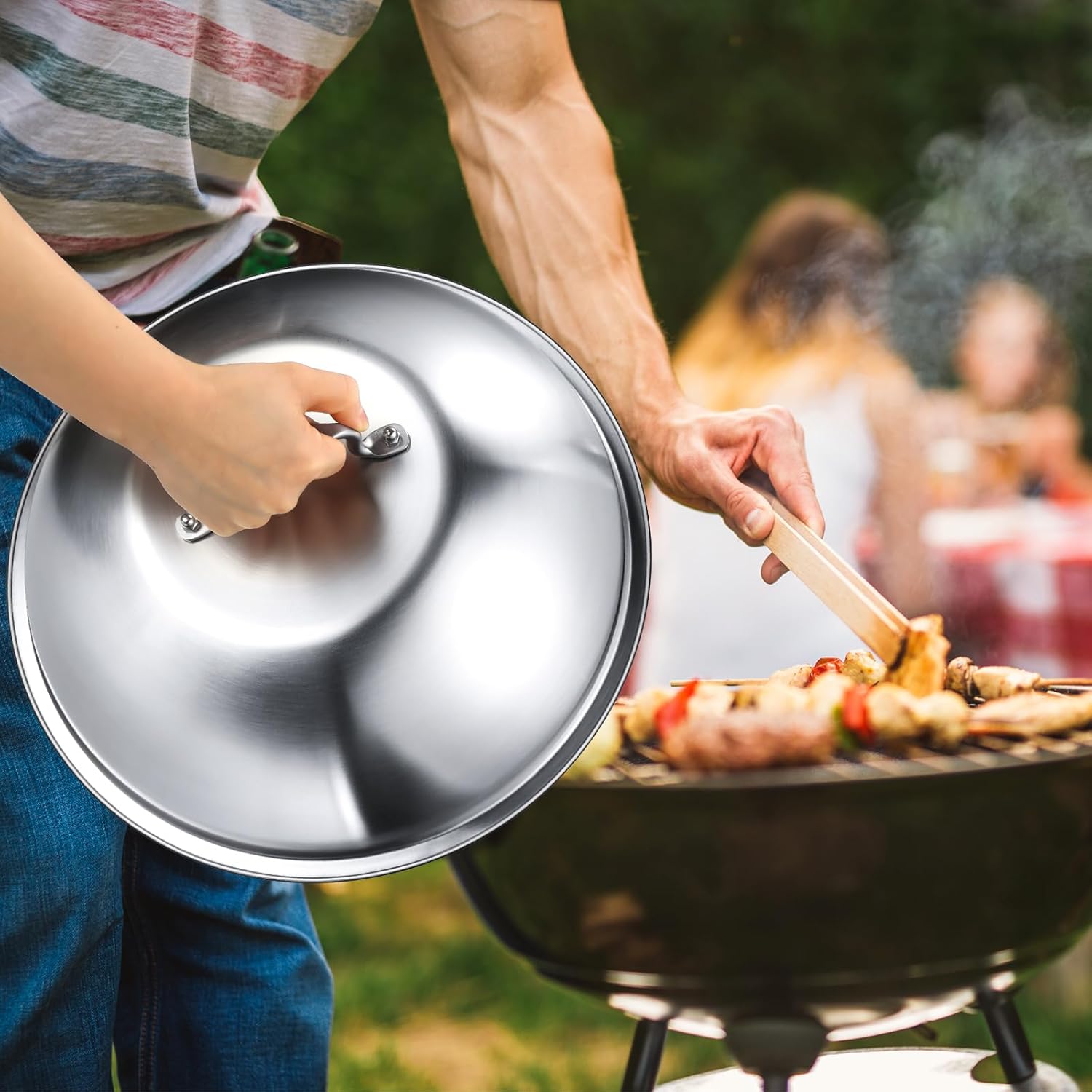 6 piezas de cúpula de fusión de quesos redondos, cúpula de fundición de acero inoxidable, cúpula de fundición para asar a la parrilla, accesorios de
