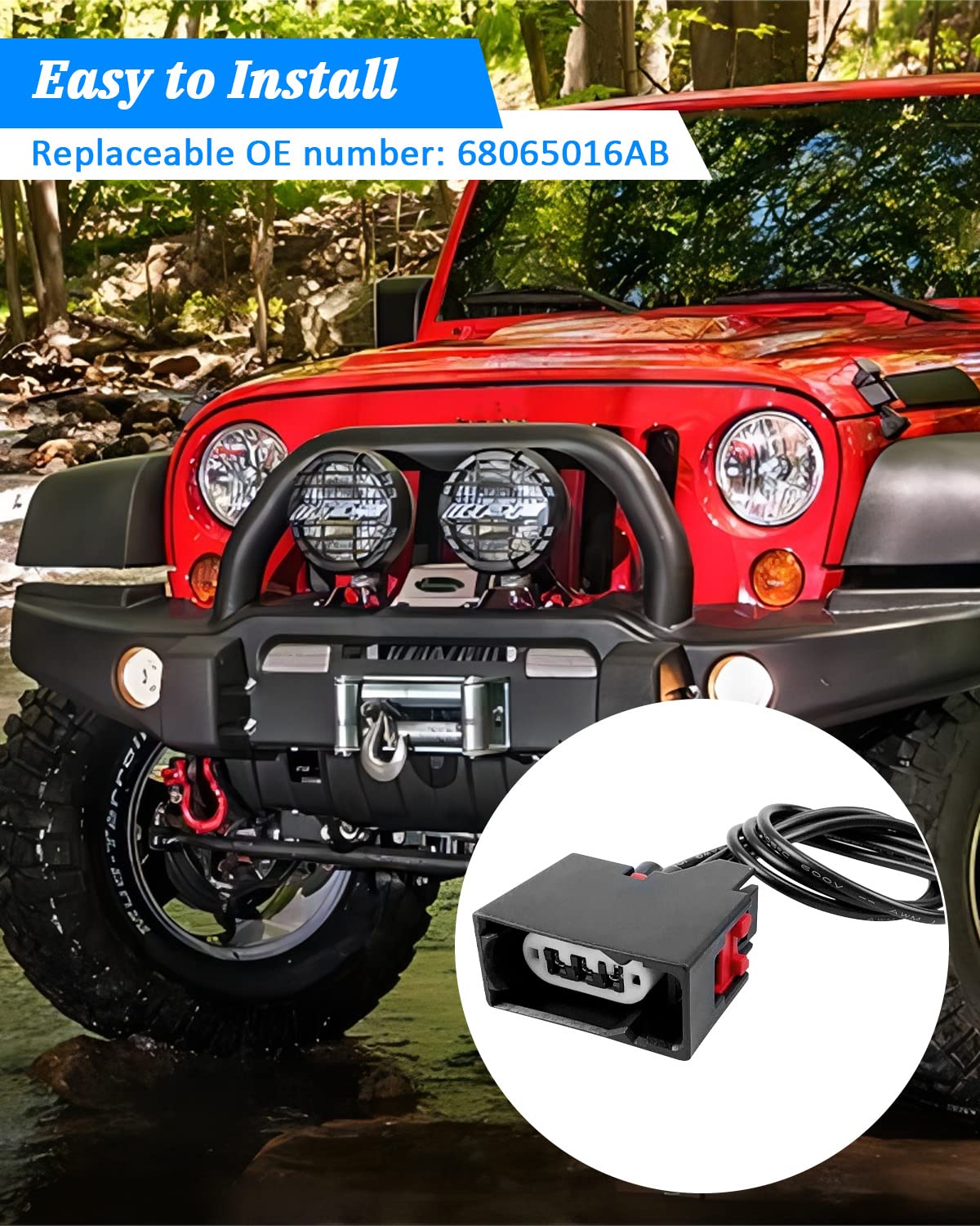 Arnés de conector de luz de señal de giro delantero para Jeep Wrangler JK 2007-2018, 68065016AB, 2 unidades