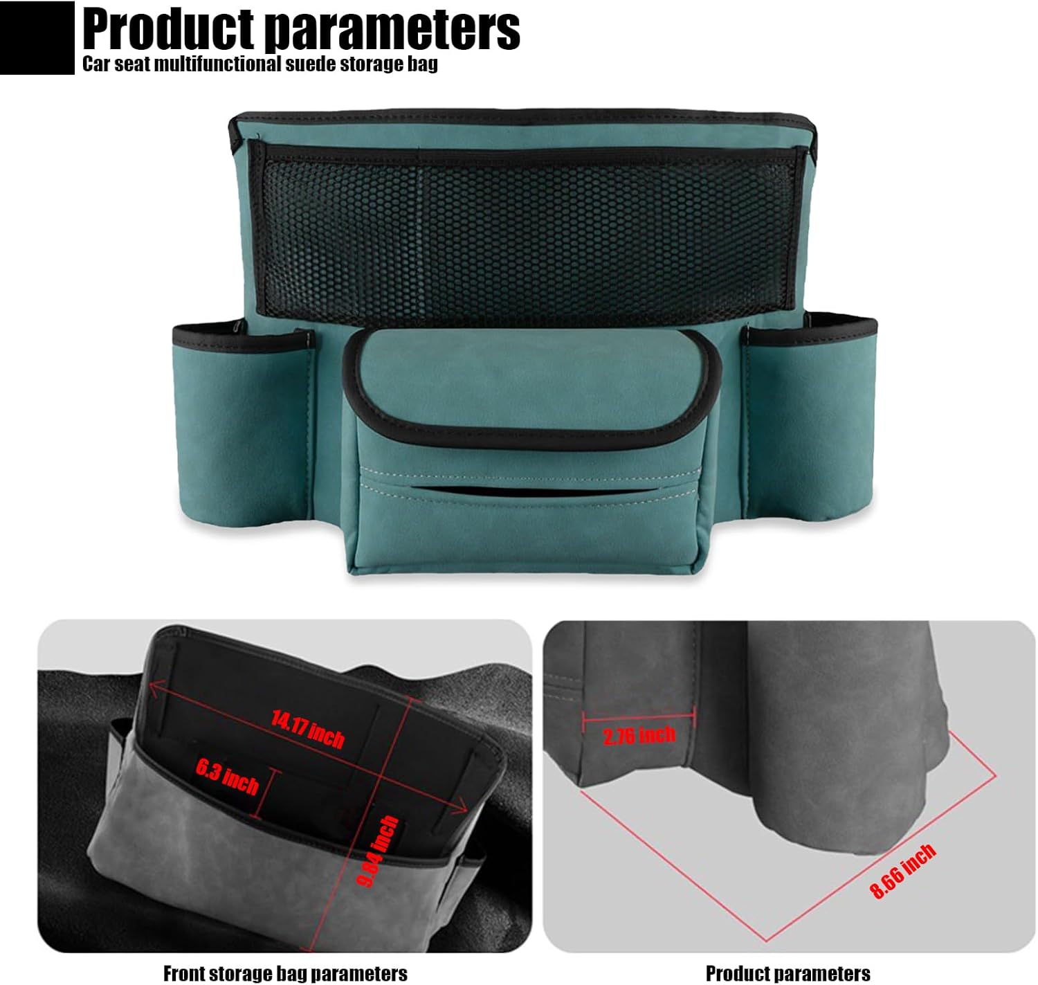 gunhunt Soporte para bolso de automóvil, bolsa de almacenamiento de gamuza de gran capacidad, paquete de almacenamiento de archivos de consola de