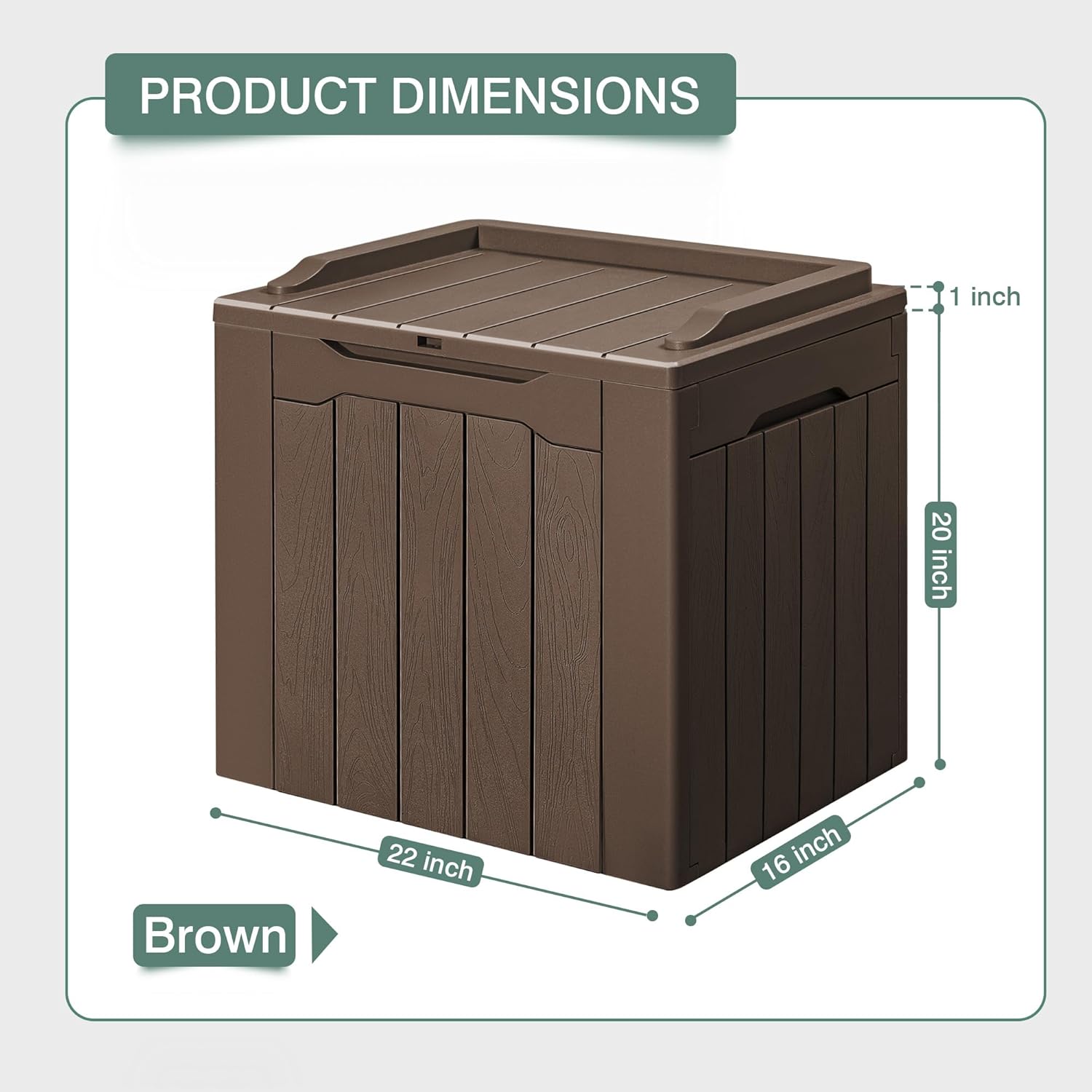 GUNJI Caja de cubierta pequeña de 30 galones Caja de almacenamiento de resina impermeable al aire libre Contenedor de almacenamiento con cerradura