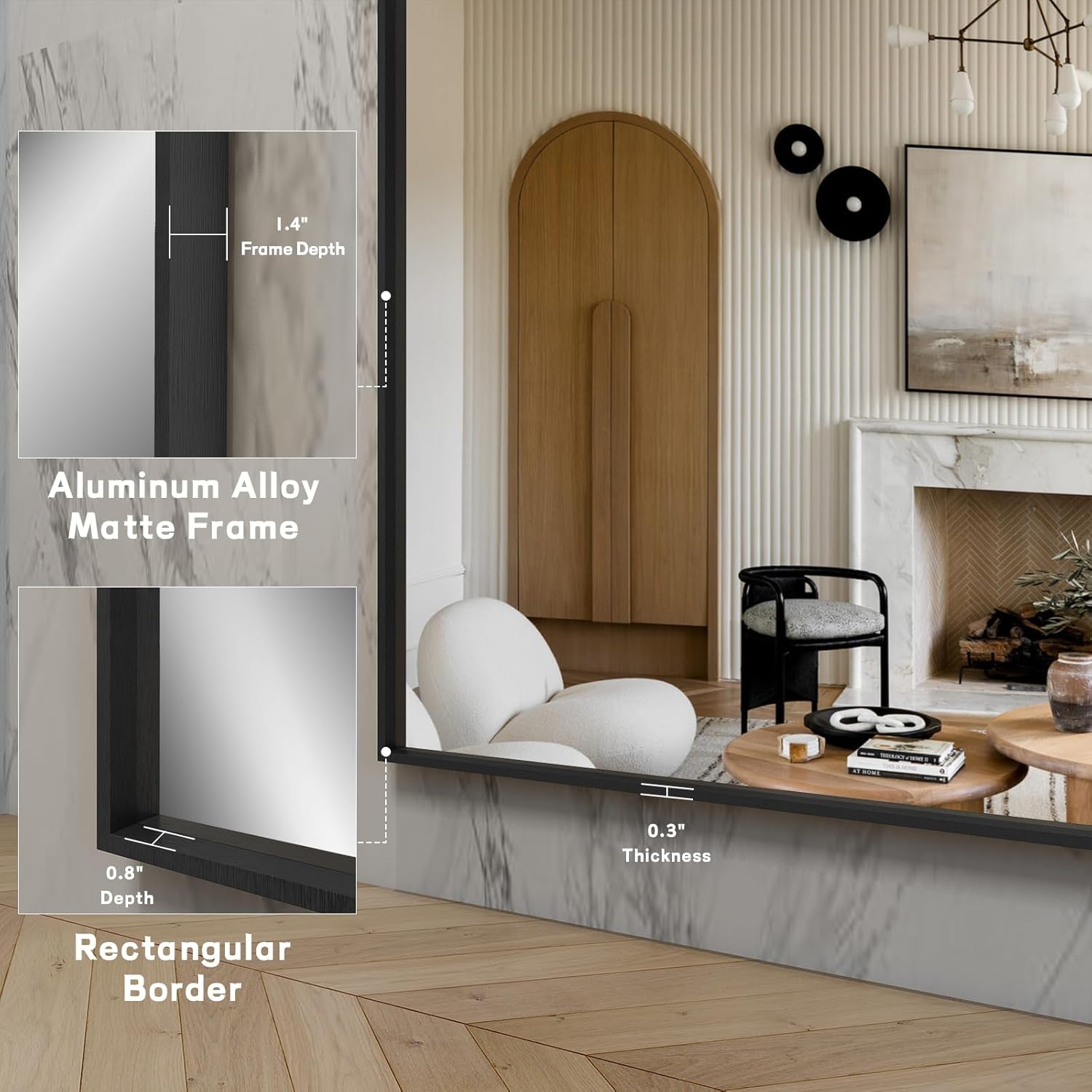 LUSABE Espejo de baño con marco negro de 30 x 36 pulgadas, espejo de tocador para pared, espejo rectangular moderno para granja, marco de aleación
