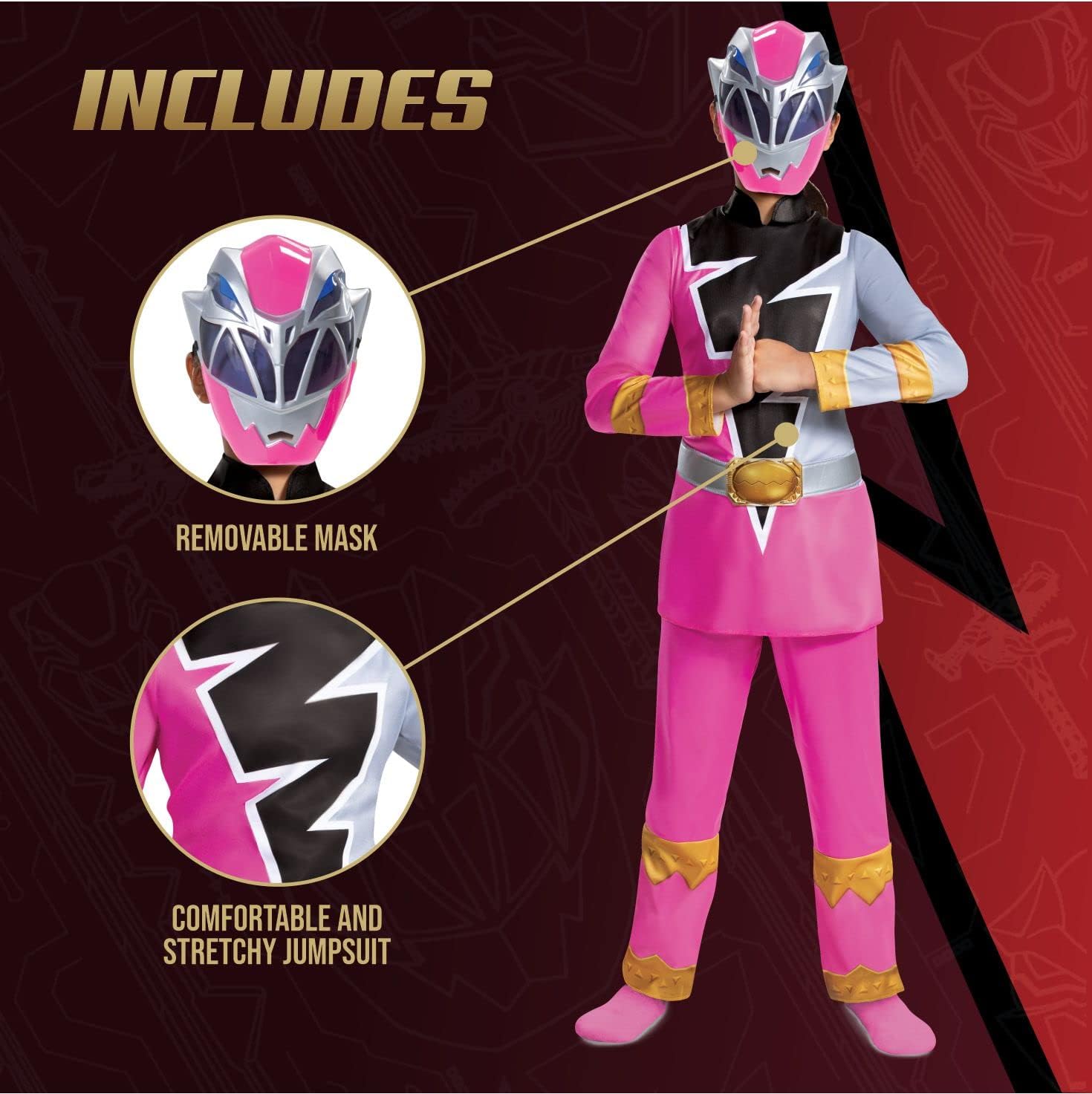 Disfraz de Power Rangers Dino Fury Pink Ranger para niños