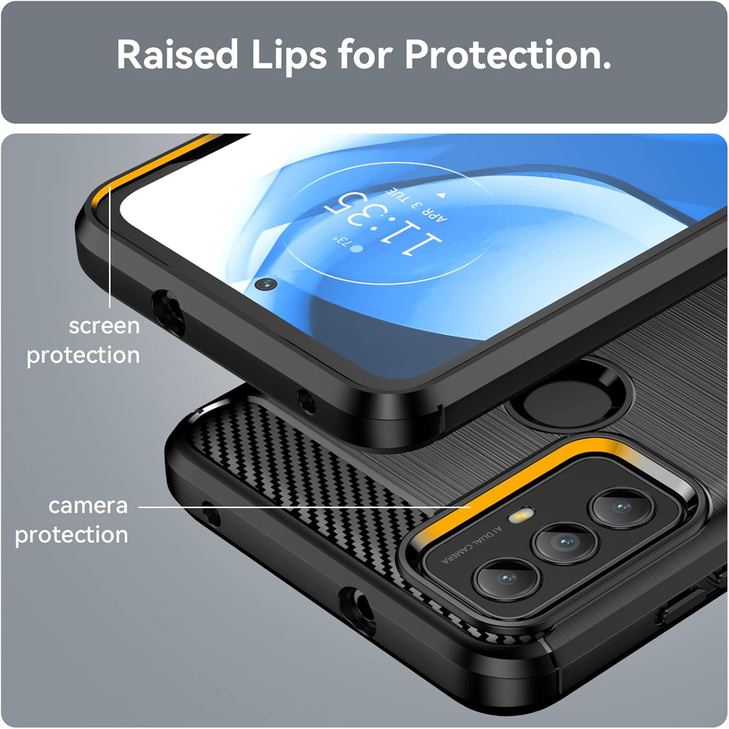 Funda para Moto G Play 2023, Motorola G Play 2023 con protector de pantalla HD, a la moda, absorción de golpes, flexible TPU parachoques de goma