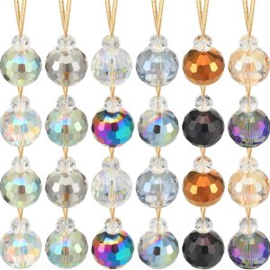 Zhehao 24 adornos de cristal de Navidad para decoración de árboles, mini esferas de cristal multicolor para colgar, prisma de 0.87 pulgadas, bolas Zhehao 24 adornos de cristal de Navidad para decoración de árboles, mini esferas de cristal multicolor para colgar, prisma de 0.87 pulgadas, bolas