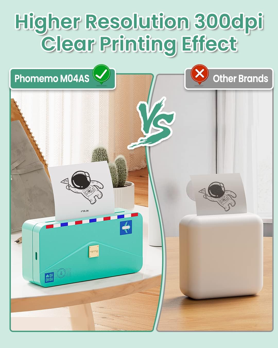 Phomemo Mini impresora M04AS con paquete de papel adhesivo transparente de 4.331 in