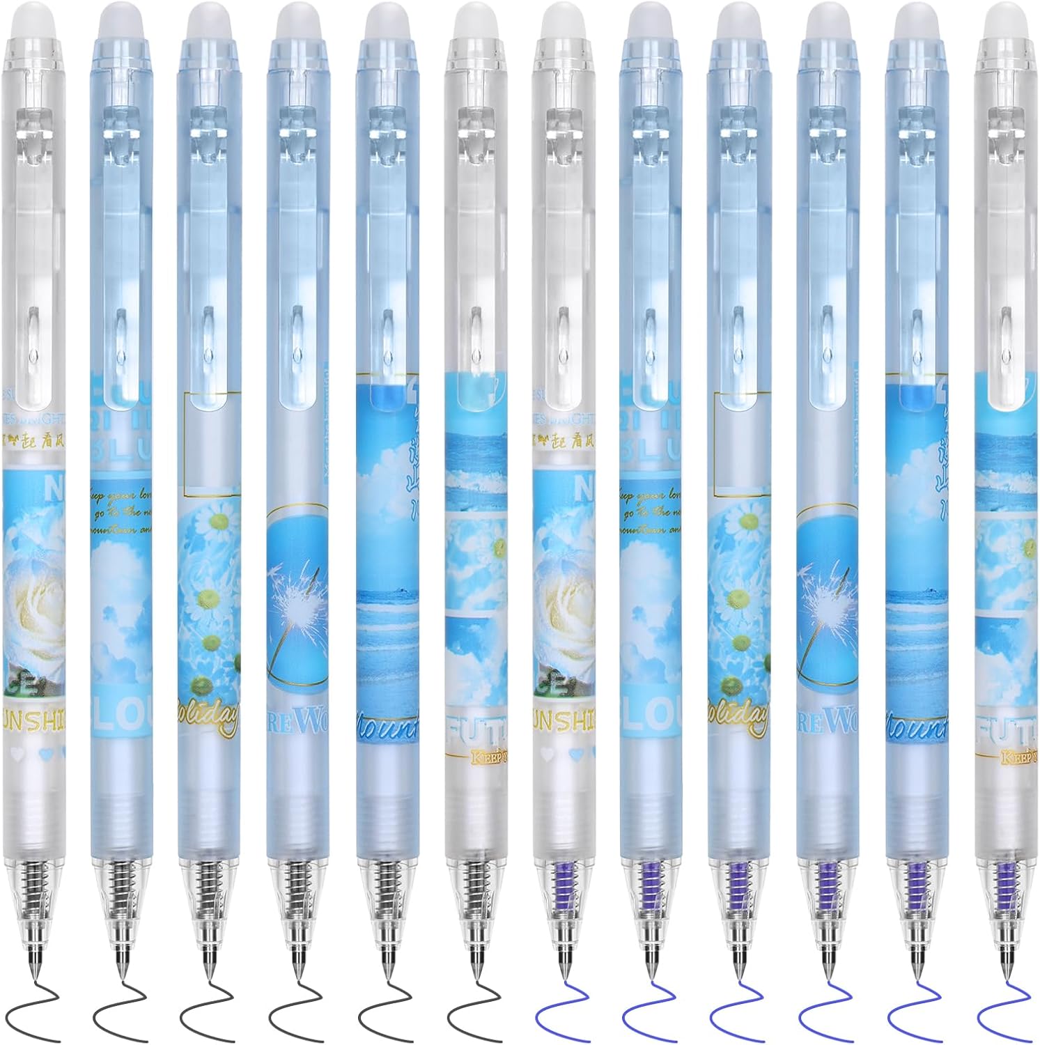 12 bolígrafos de gel borrables, hacen desaparecer los errores, punta fina de 0.020 in, escritura suave para rompecabezas de planificación, tinta