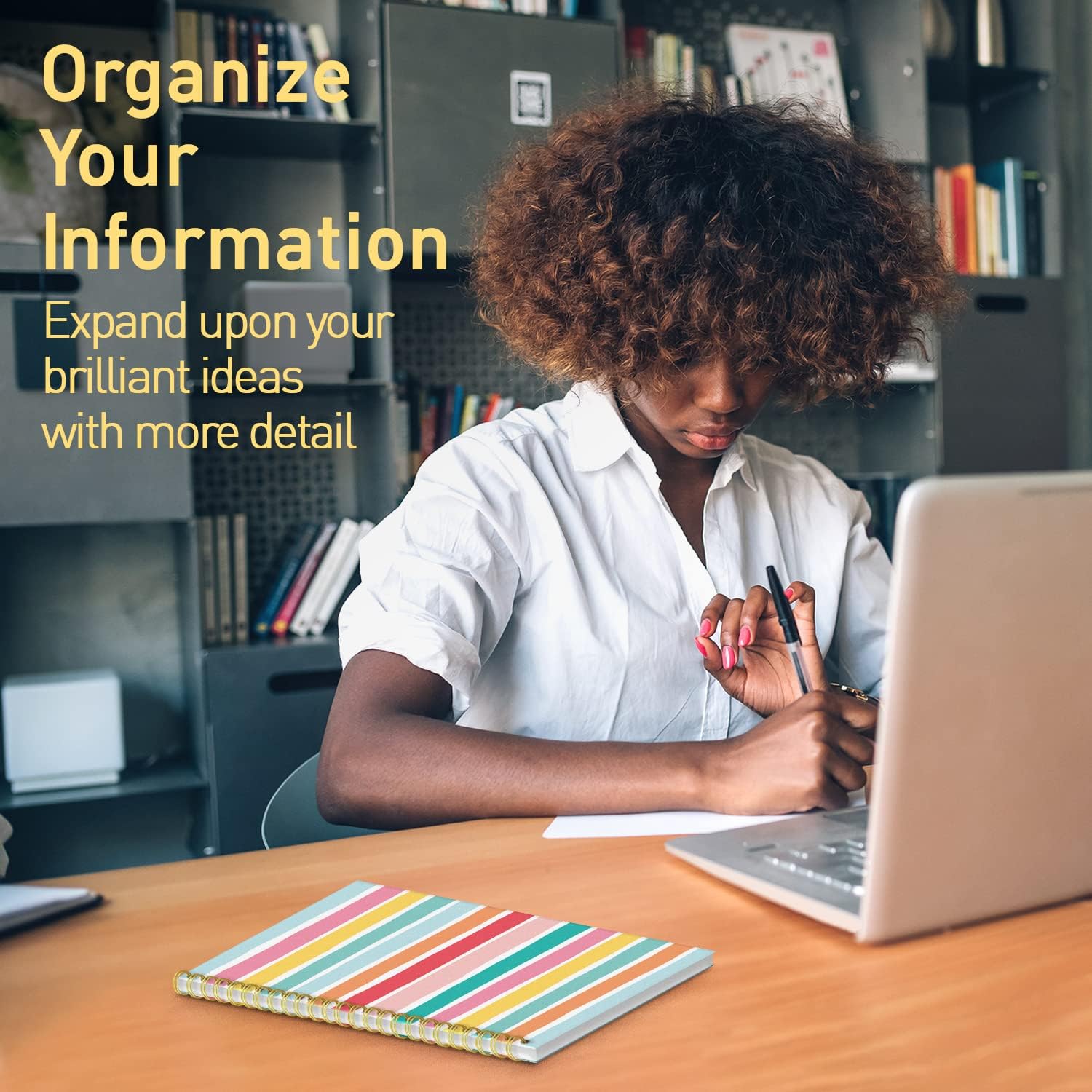 Sweetzer & Orange S&O – Lindos cuadernos en espiral con rayas universitarias con bolsillos, cuaderno de tapa dura para mujer, bonitos cuadernos para