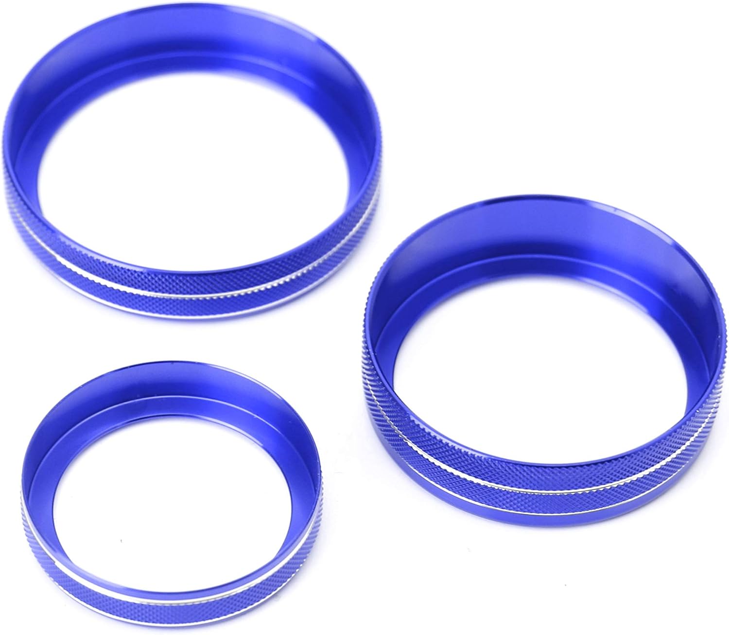 iJDMTOY Juego de 6 cubiertas de anillo giratorio de interruptor de aluminio azul deportivo, volumen estéreoTune Trailer4WD Switch Turner Ring Covers