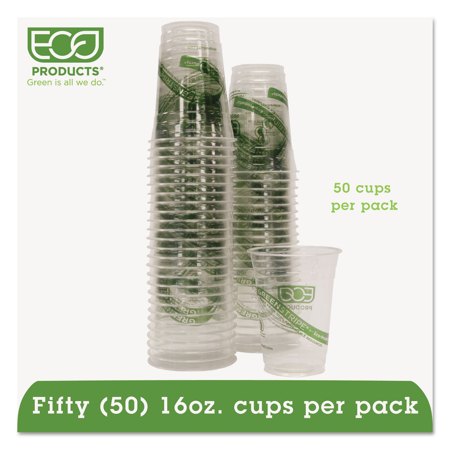 Eco-Products, Inc ECOEPCC16GSPK Eco-Products GreenStripe Vasos fríos