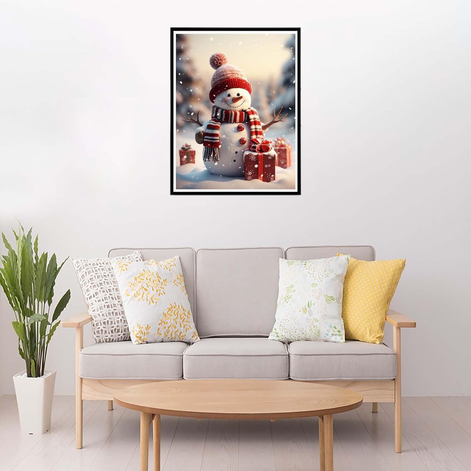 Cuneai – Pintura de diamantes 5D con diseño de muñeco de nieve, pintura con diamantes, arte de Navidad, bordado de cristal, punto de cruz, taladro