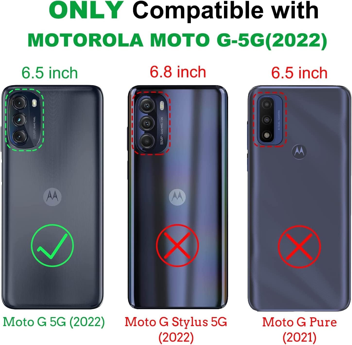 YmhxcY Funda para Moto G 5G 2022, Moto G 5G 2022 con protector de pantalla HD, con soporte giratorio, función atril, antideslizante, híbrida