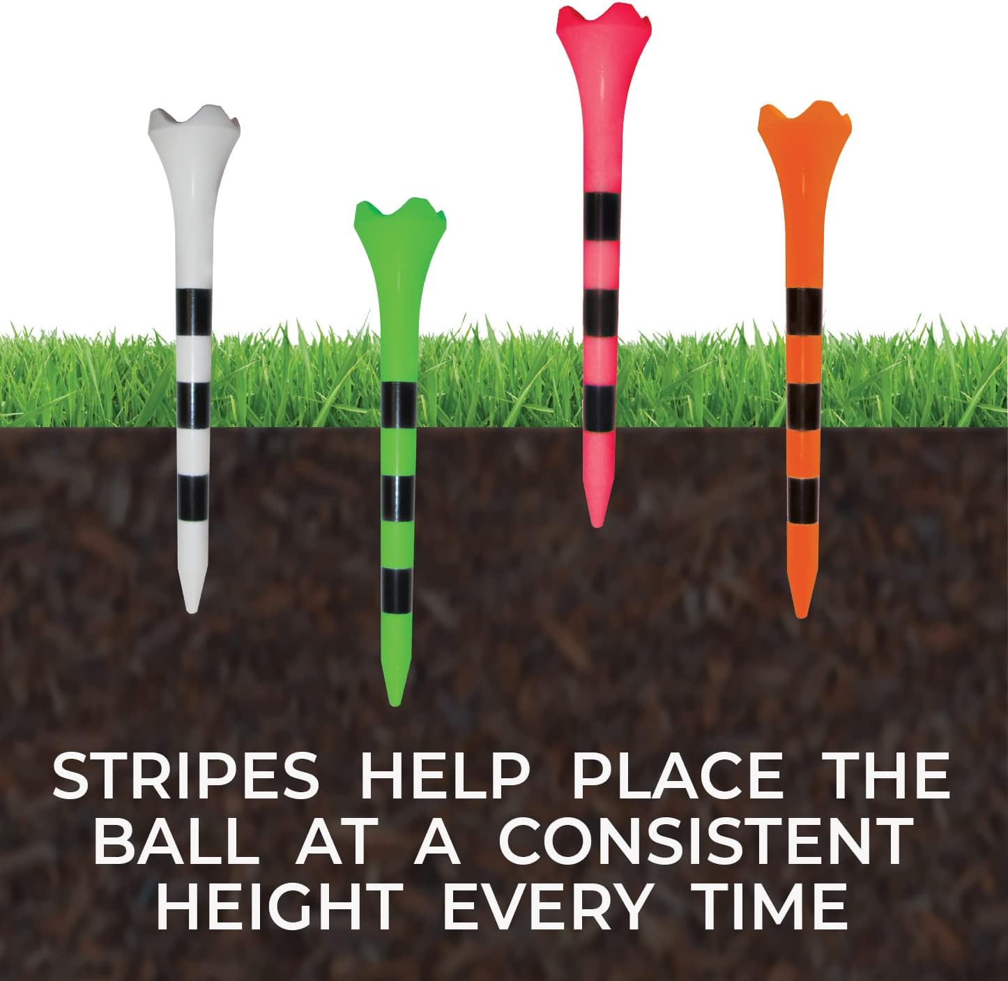 Pride Performance Striped Golf Tees (Pack of 30), 2-34″,