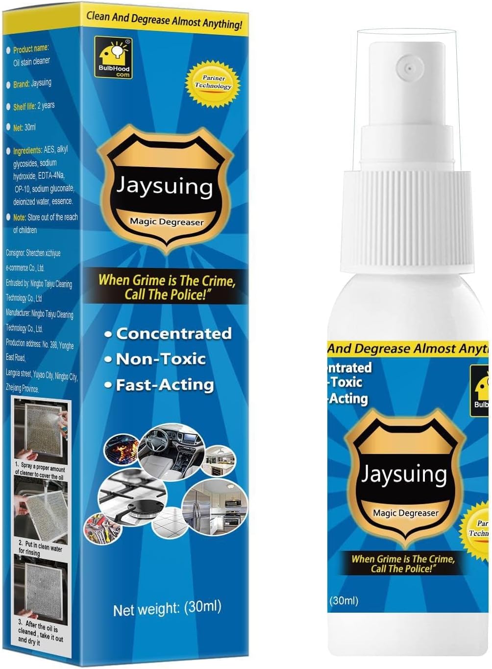Spray limpiador desengrasante mágico, 1.0 fl oz. limpiador de cocina desengrasante desengrasante, spray limpiador de desengrasante multiusos (1