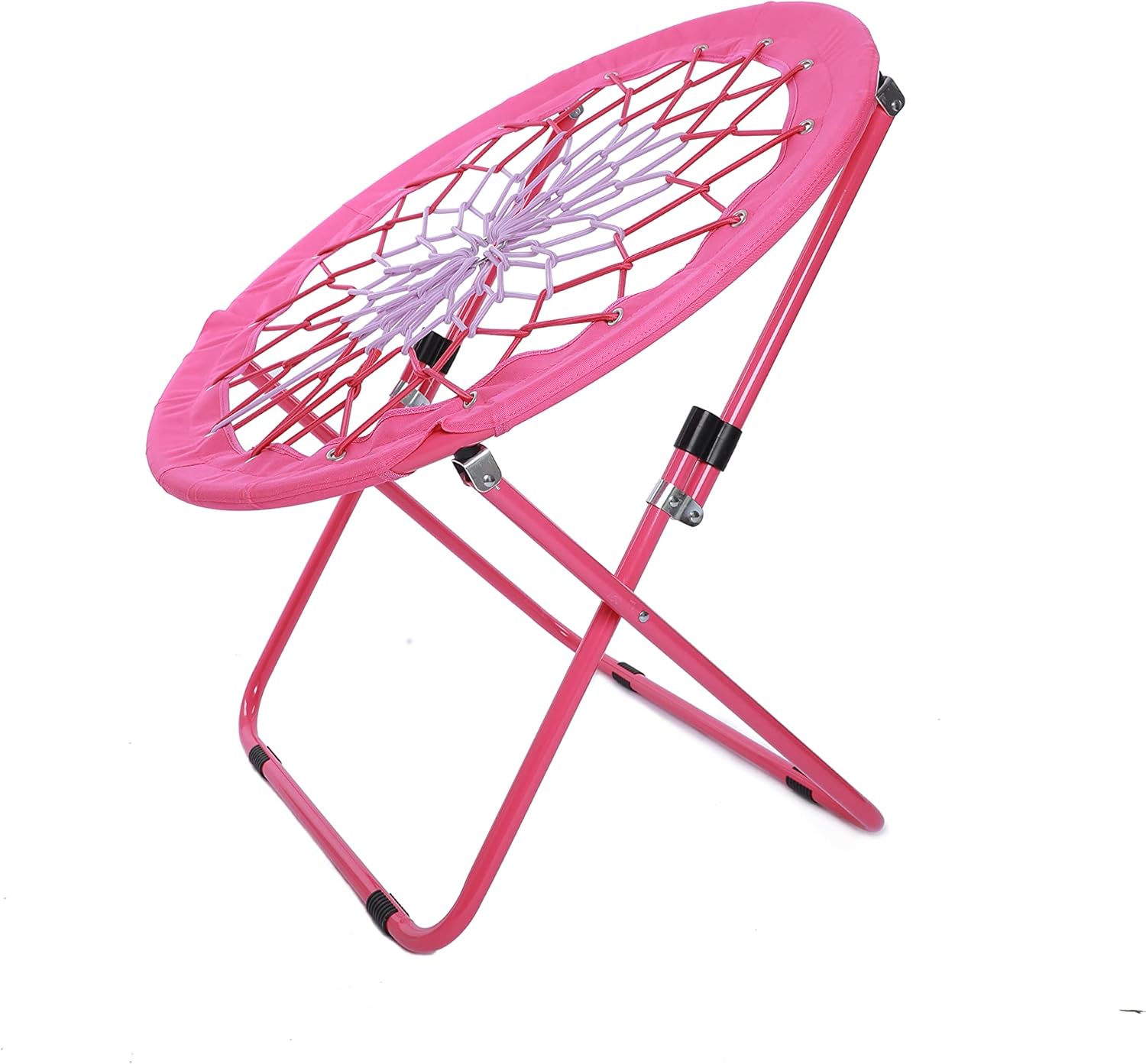 Silla elástica portátil plegable, silla de plato, silla de juego Bunjo para exteriores e interiores y campamento y barbacoa (rosa)