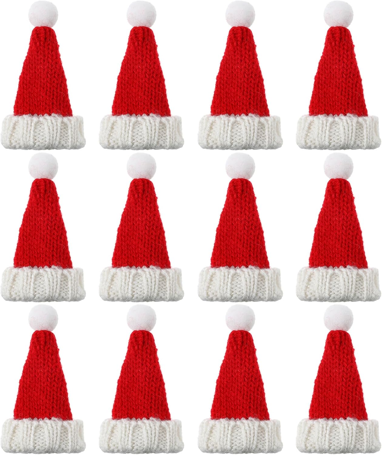 Bencailor Mini sombreros de Papá Noel para manualidades, pequeño sombrero de punto de Navidad, soporte para botella de vino, sombrero de muñeca de