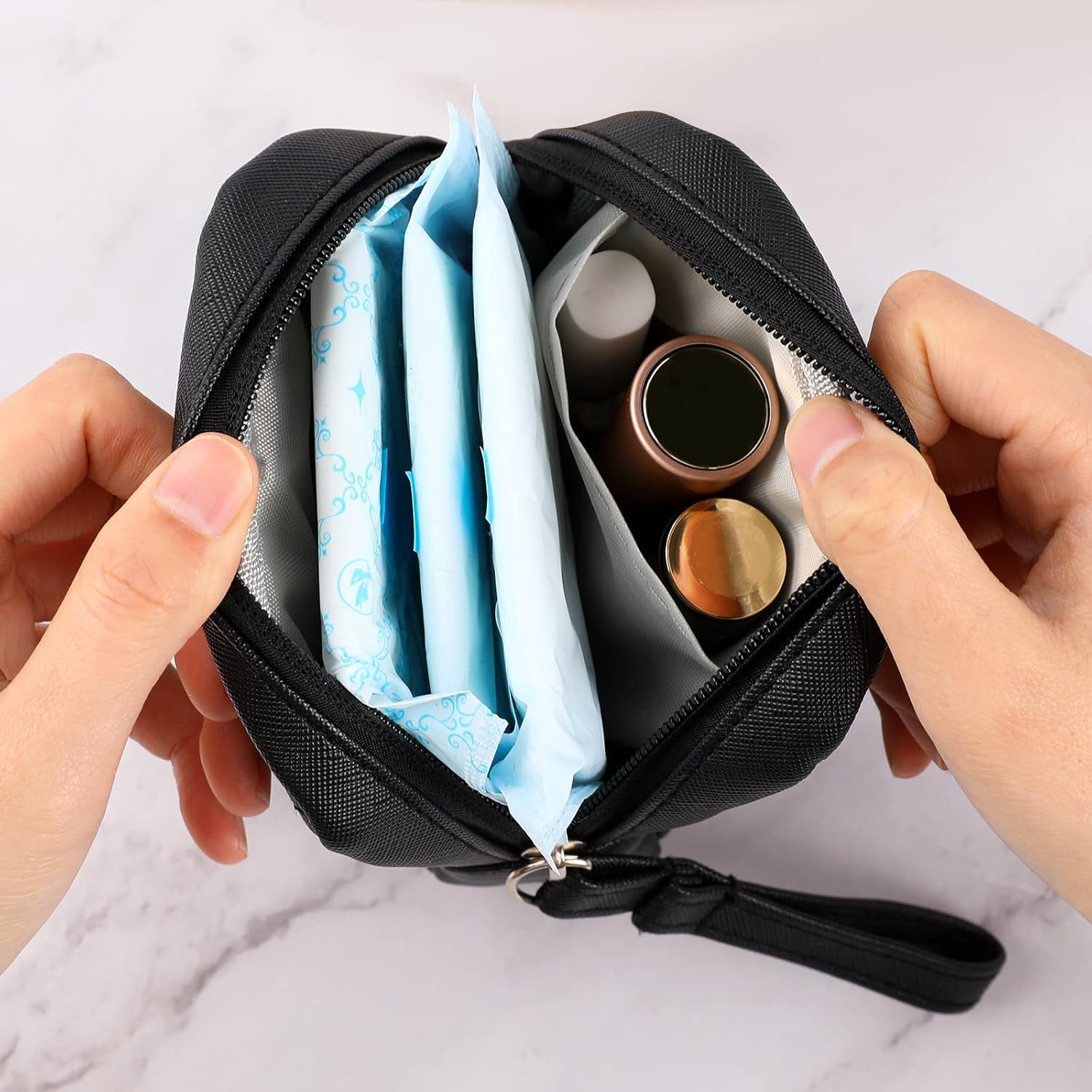 Bolsa de almacenamiento de servilletas sanitarias, bolsa de período, bolsa de período, almohadilla menstrual femenina, organizador de tampones,