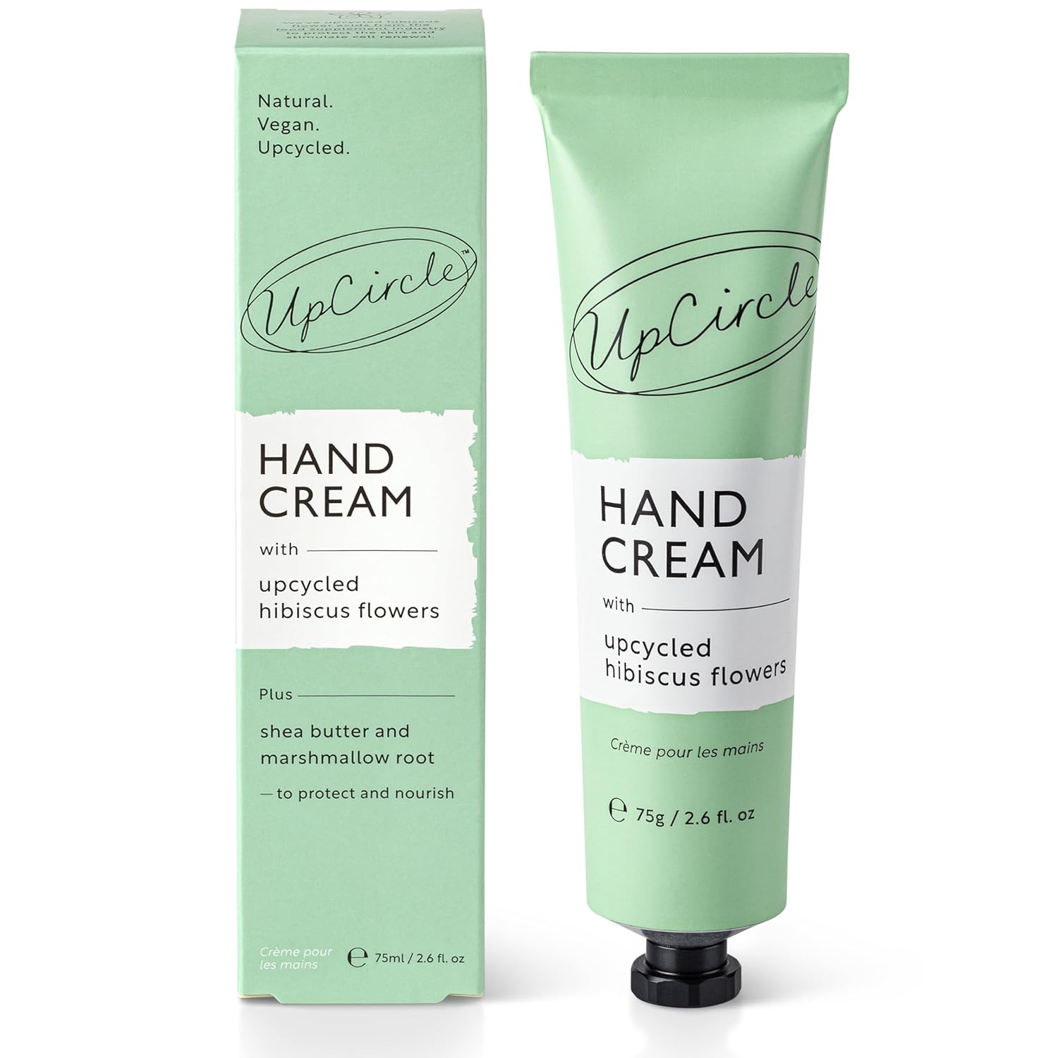 UPCIRCLE Crema de manos con flores de hibisco + manteca de karité, altamente nutritiva, de rápida absorción + protección, aprobada