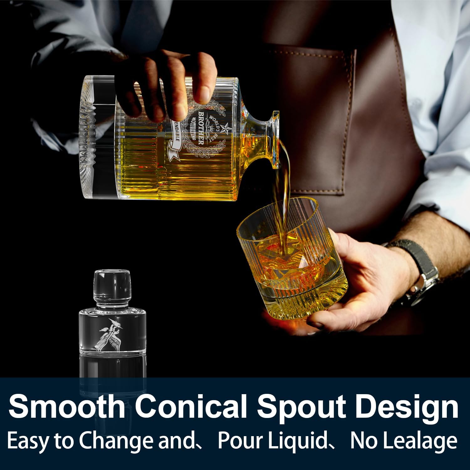 Whiskey Decanter Set with 2 Whiskey Glasses Great Bourbon Whiskey Gifts for Men Dad Husband Boyfriend Anniversary, Birthday Gifts 35OZ Liquor