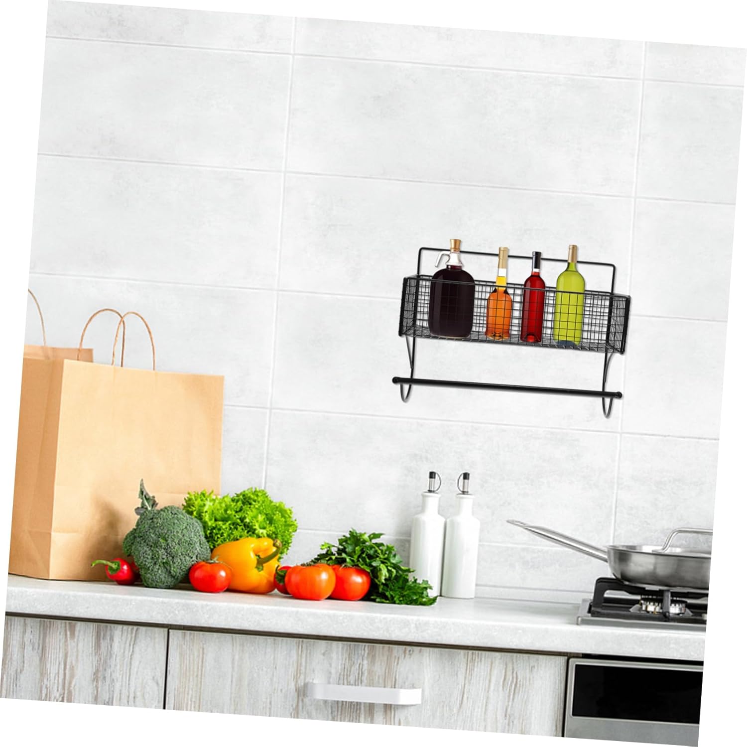 Cabilock Estante de almacenamiento para papel higiénico, estante de almacenamiento de baño, cesta de rejilla, organizador de pared, cesta