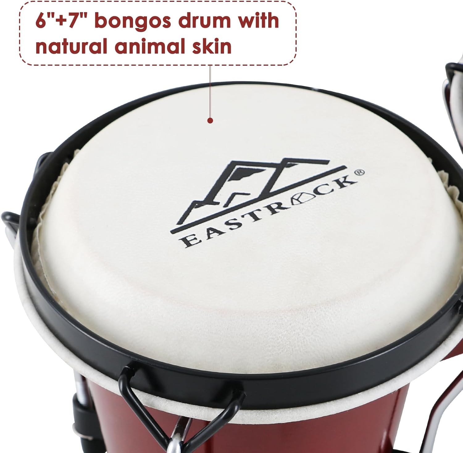 EASTROCK Bongo – Juego de bongos de 6 y 7 pulgadas para adultos, niños, principiantes, profesionales, instrumentos de percusión de madera y metal