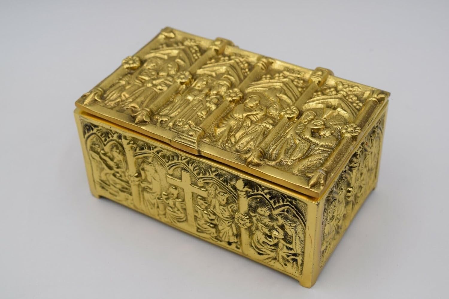 Caja dominante del tabernáculo de latón adornado, caja de reliquia del relicario, caja decorativa de la iglesia (CCG-816)