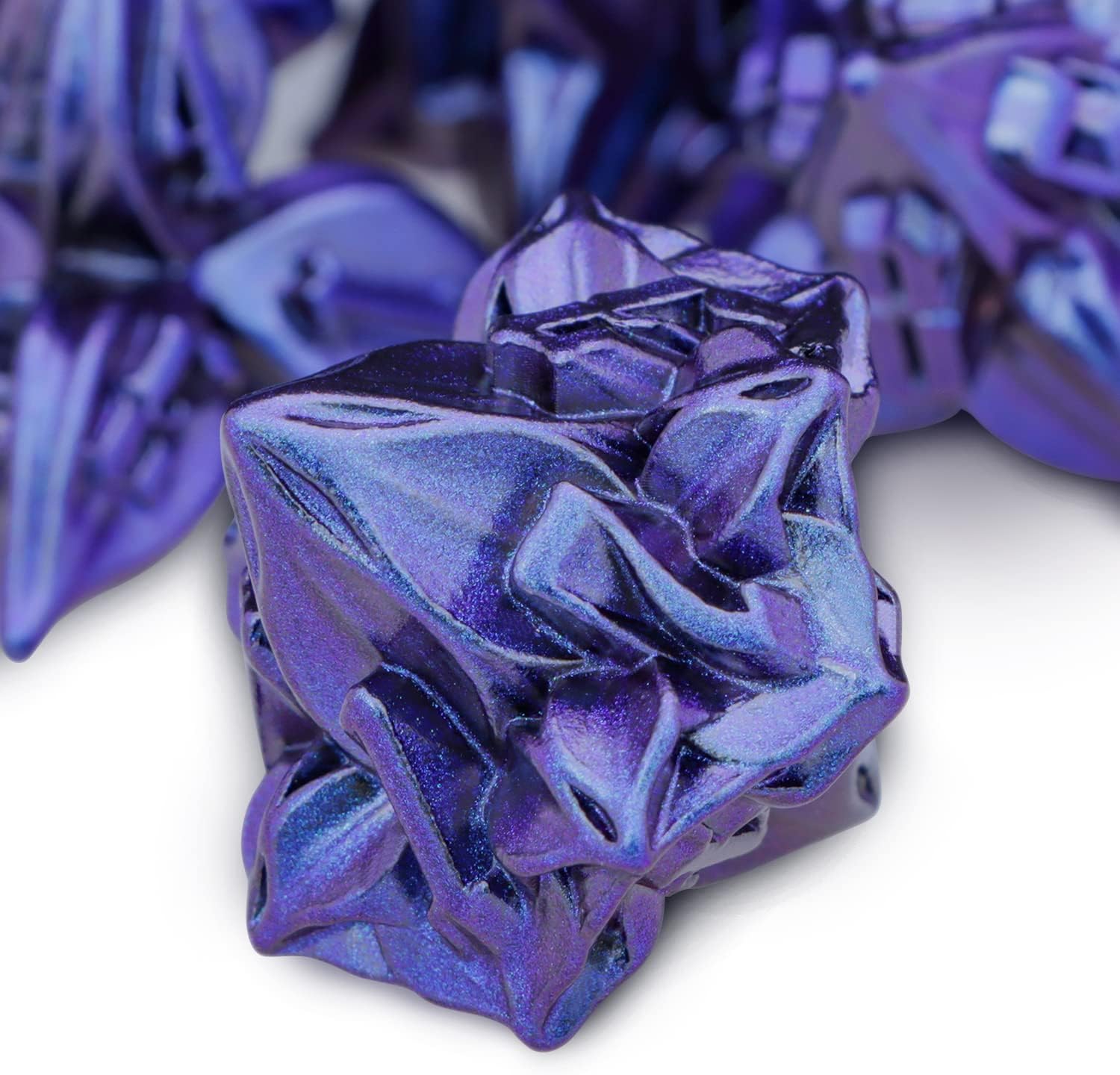 ARUOHHA DND – Juego de dados de metal con diseño de hojas de dragones y mazmorras azules, dados poliédricos D + D, hechos a mano, juego de rol D20