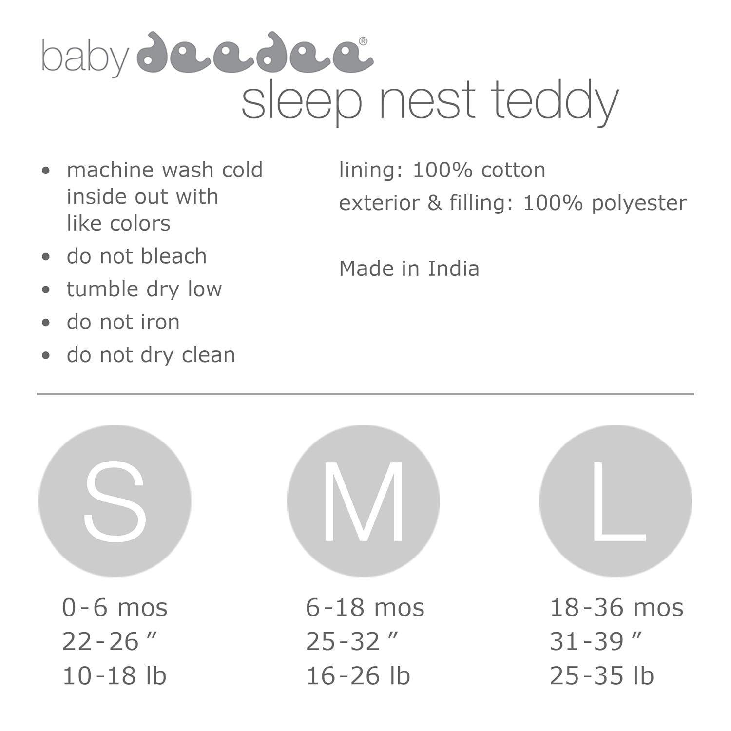 baby deedee Sleep Nest Teddy – Saco de dormir para bebé, color rosa, grande (18-36 meses)