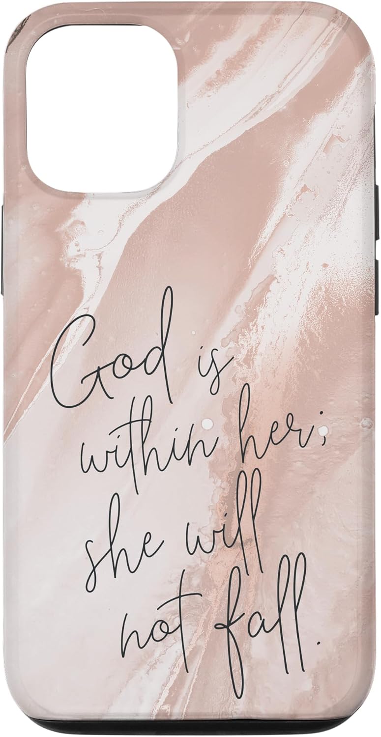 iPhone 14 God Is Within Her – Estuche de Salmo con versículo bíblico de las Escrituras Cristianas