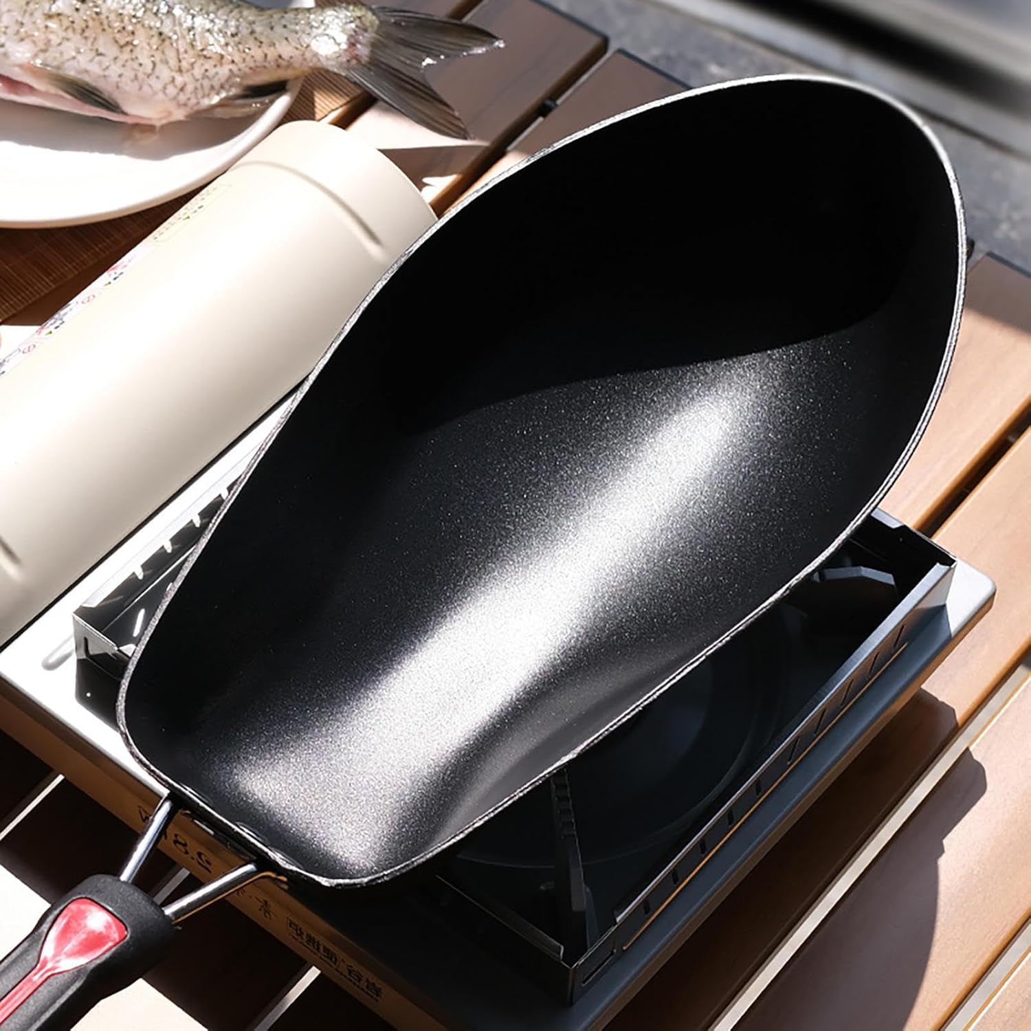 EEASSA Sartén antiadherente ovalada con forma de pescado, aleación de aluminio, 3.4 in de profundidad, ideal para asar a la parrilla, freír y servir