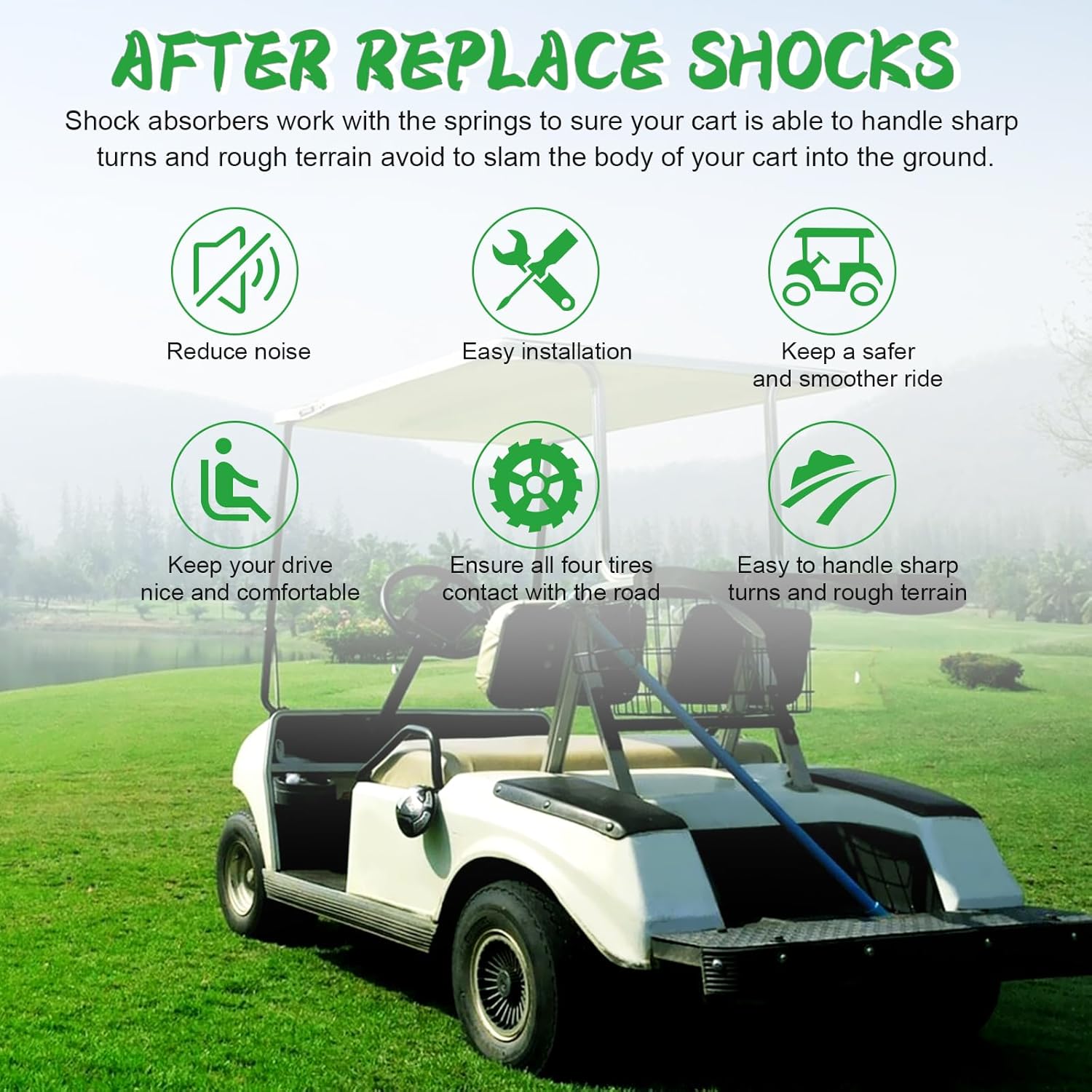 ILVGOLF Kit de amortiguador trasero para carrito de golf de 2 piezas para Yamaha G29 Drive Gas o Electric 2007-2016, OEM JW1-F2210-00-00,