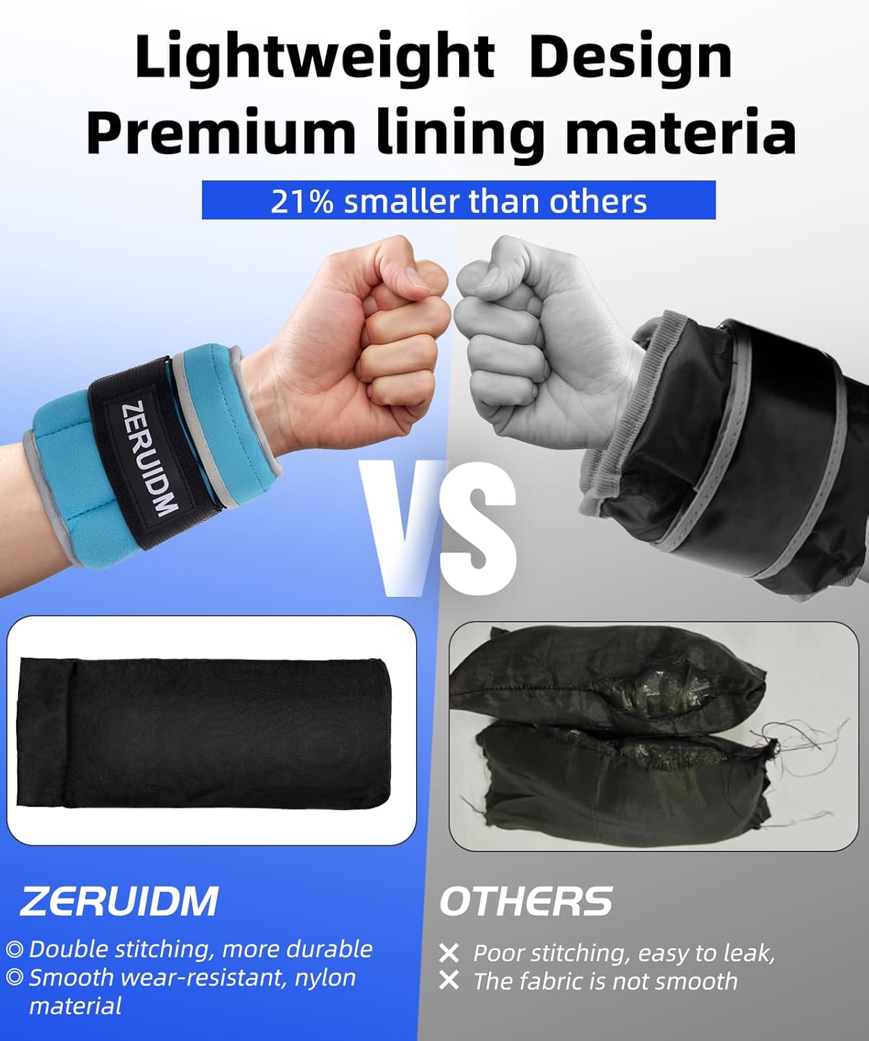ZERUIDM Pesas de tobillo ajustables para mujeres, hombres y niños, 1 par de 1, 2, 3, 5, 8, 10 libras, correas de peso para piernas, brazos, muñecas