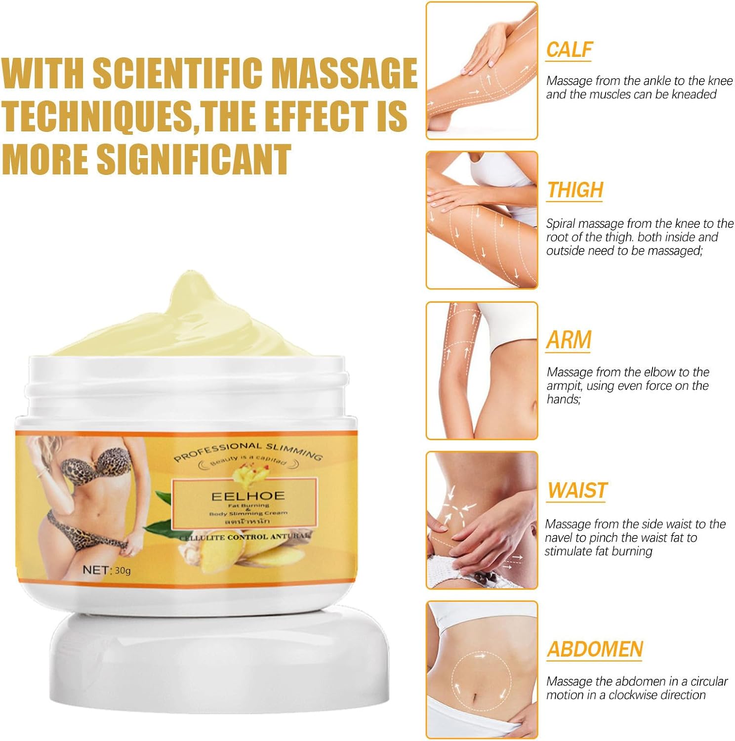 2 unidades de crema adelgazante anticelulítica, crema caliente, quemar grasa de jengibre, pérdida de peso, reafirmante de la piel, gel de masaje