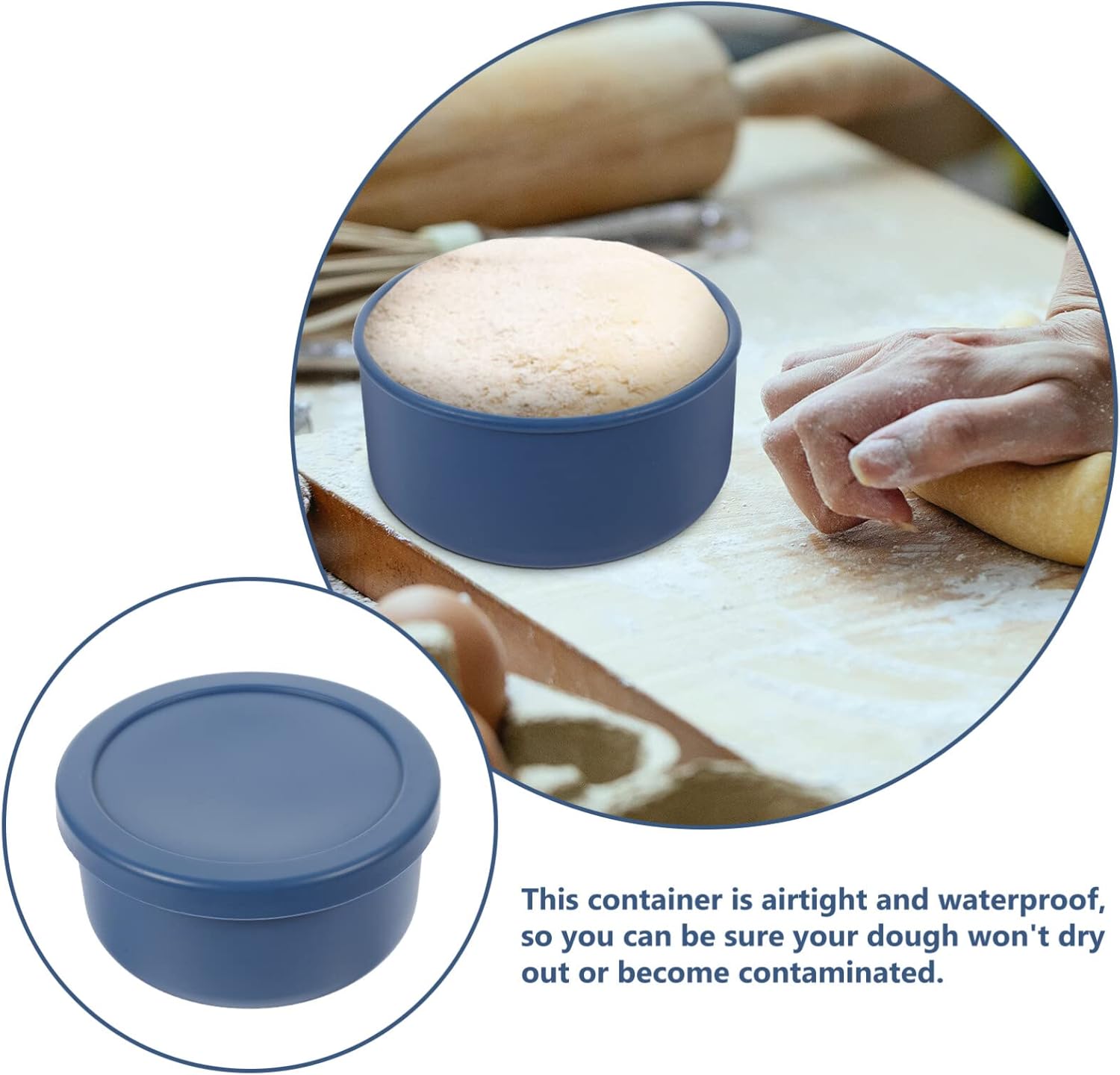 Tofficu Cuenco de masa de silicona Caja de masa para pizza, caja de prueba de masa para el hogar (23.7 fl oz, azul