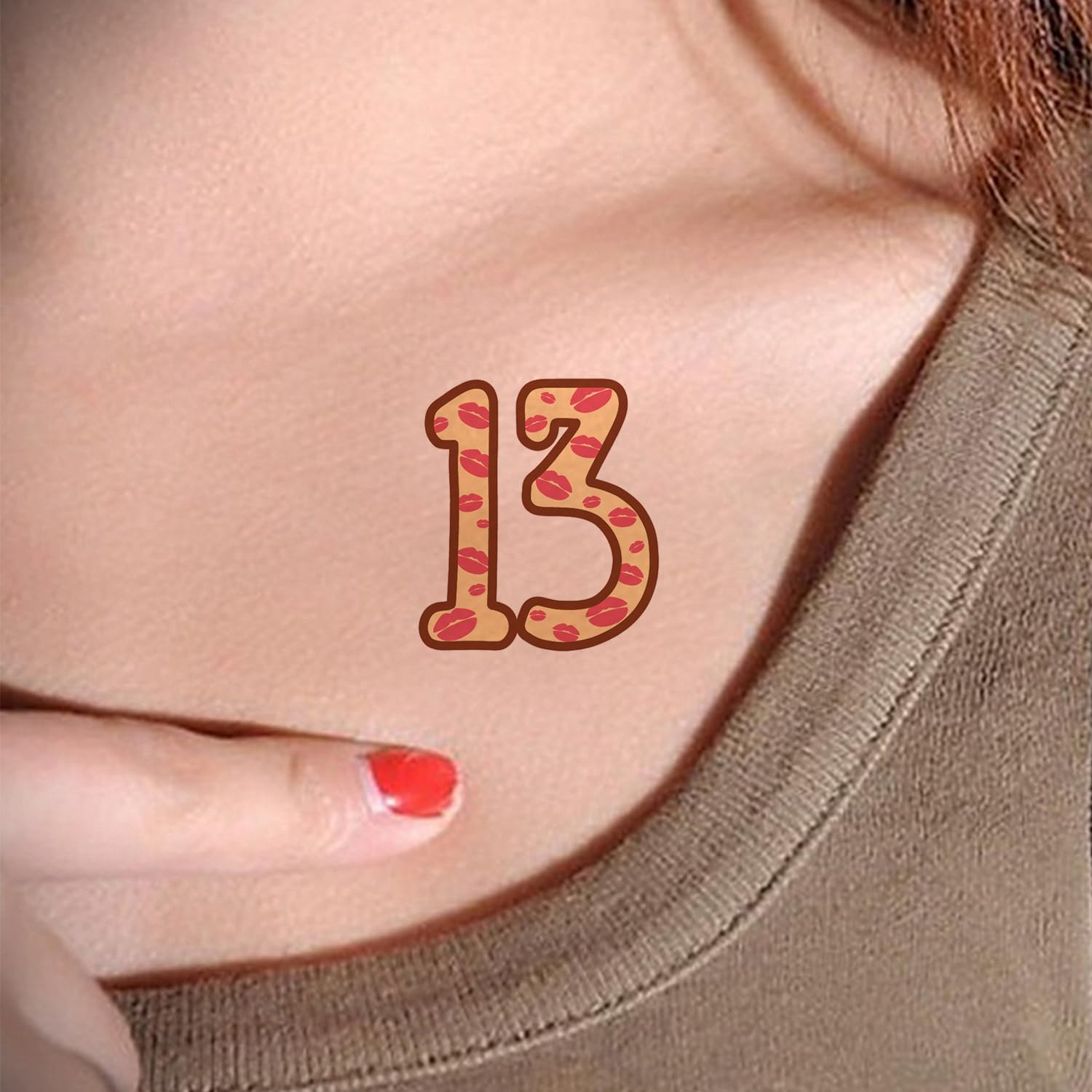 40 piezas de calcomanías temporales número 13 tatuajes labiales corazón patrón tatuaje extraíble eras tour concierto merch