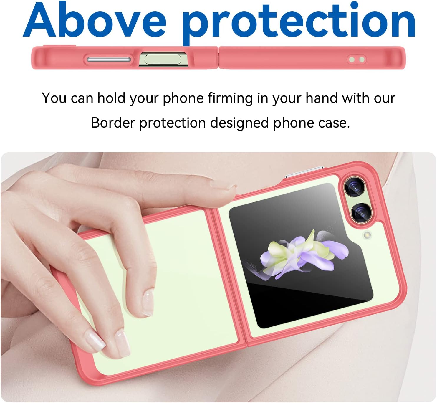 Funda para Samsung Galaxy Z Flip 5 5G Acrílico transparente + TPU Funda protectora transparente sin amarillamiento (rojo)