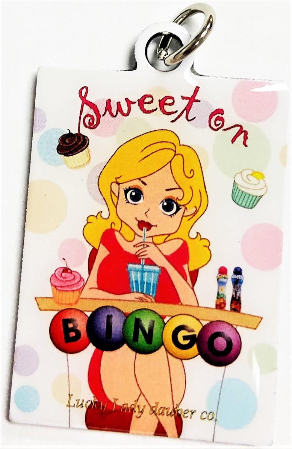Bingo Dauber – Bolsa de 6 bolsillos duradera, regalo para amantes del bingo (con forro interior) con encanto de buena suerte Sweet on Bingo, Negro –