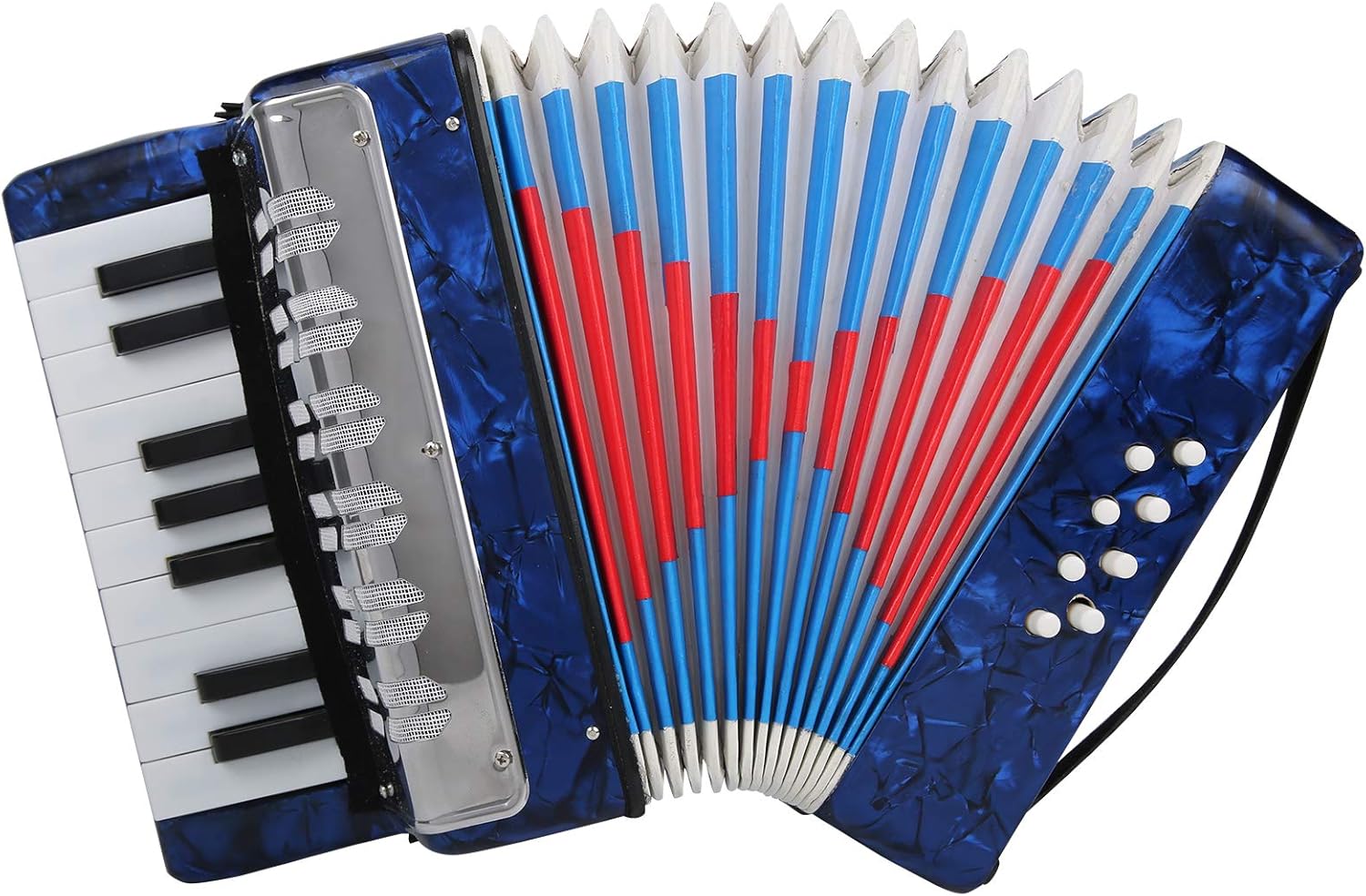 Acordeón para niños, instrumento musical de acordeón de 17 teclas para niños o aficionados, cómodo y ligero en uso. (azul oscuro)