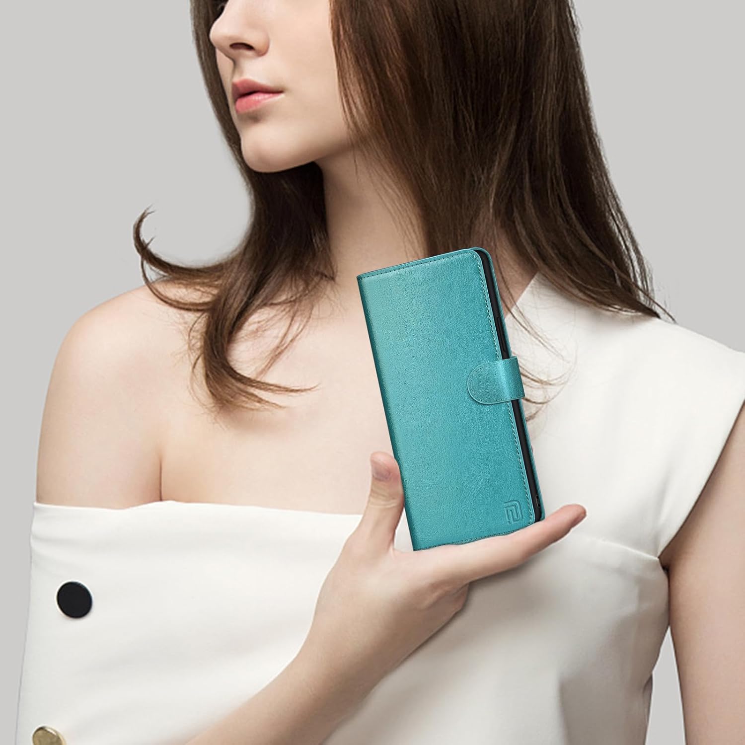Funda tipo cartera desmontable 2 en 1 para Samsung Galaxy A14 5G con tarjetero de crédito con bloqueo RFID, funda protectora de piel sintética con