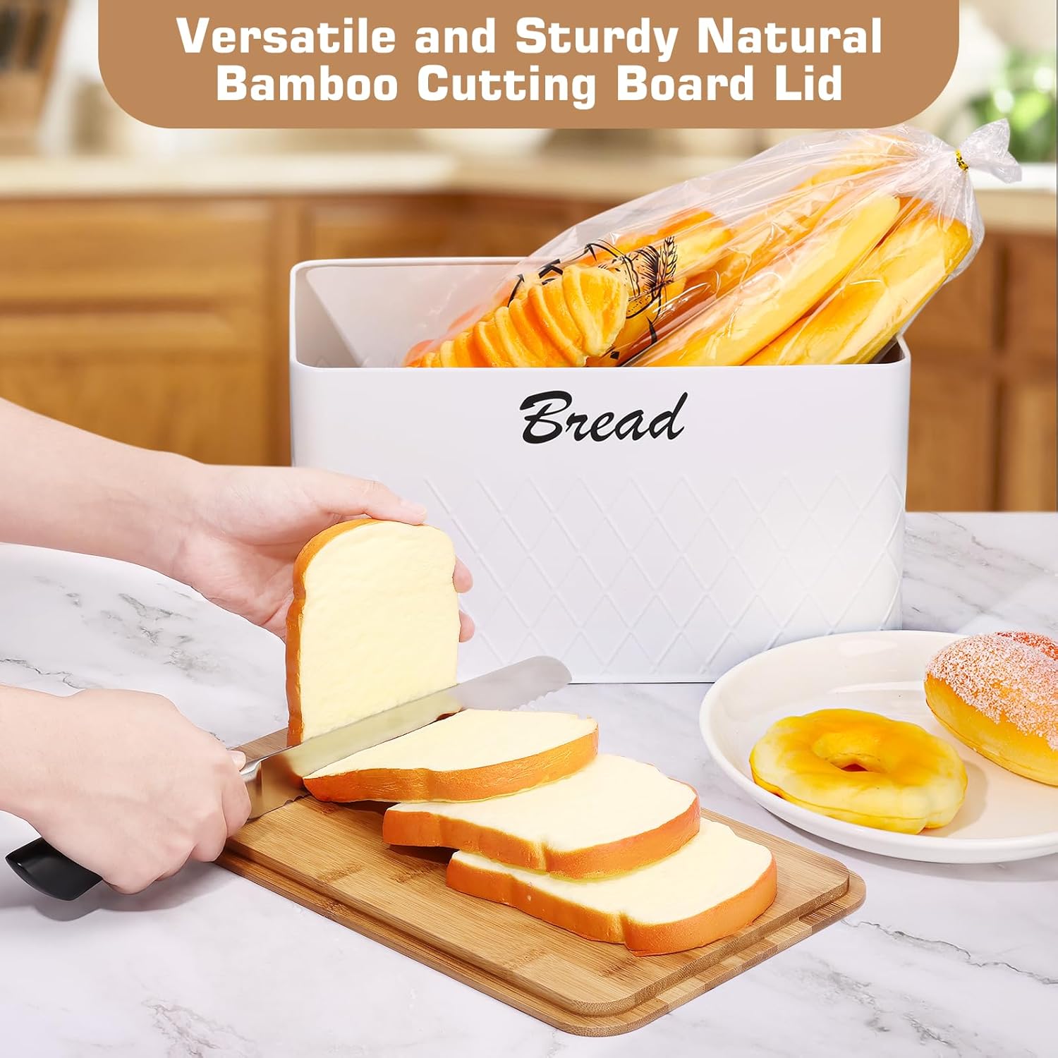 Panera y bolsas de pan con lazos, 100 piezas para encimera de cocina, contenedor de almacenamiento de pan para pan casero, bolsas de pan