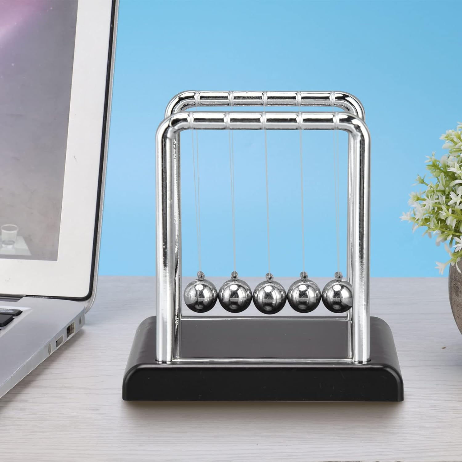 Pissente Bola de péndulo de equilibrio, bolas de péndulo de metal de equilibrio de cuna de Newtons, juegos de oficina, decoración de escritorio,