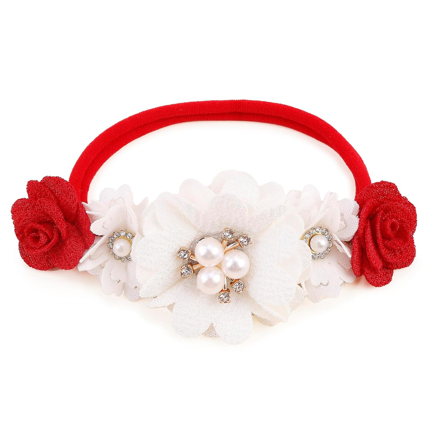 Juego de diademas de Navidad con flores para bebé, diademas elásticas florales, banda de pelo de nailon suave para recién nacidos, accesorios para