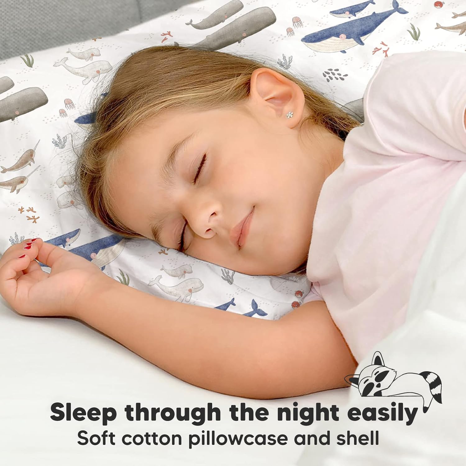 KeaBabies Almohada para niños pequeños con funda de almohada, tamaño jumbo de 14 x 20 pulgadas, almohadas suaves de algodón orgánico para dormir,