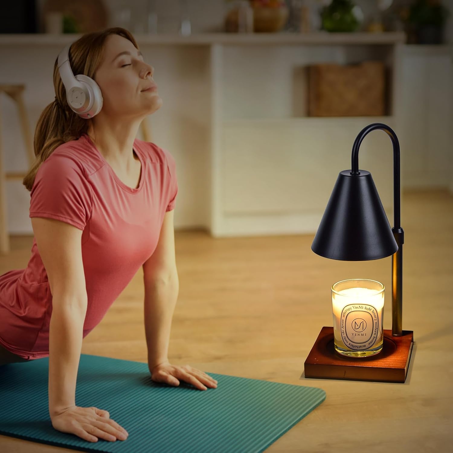 BOMPCAFE Lámpara eléctrica calentadora de velas para tarros, altura ajustable, temporizador y 2 bombillas incluidas para cera perfumada y decoración