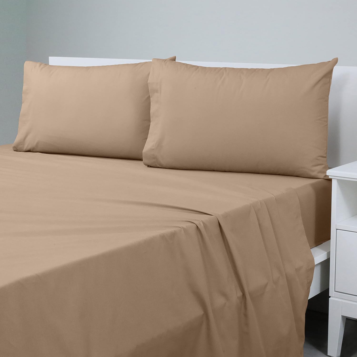Martex Juego de sábanas de algodón de 225 hilos tamaño matrimonial de 3 piezas, 1 sábana bajera, 1 sábana encimera, 1 funda de almohada, suave,