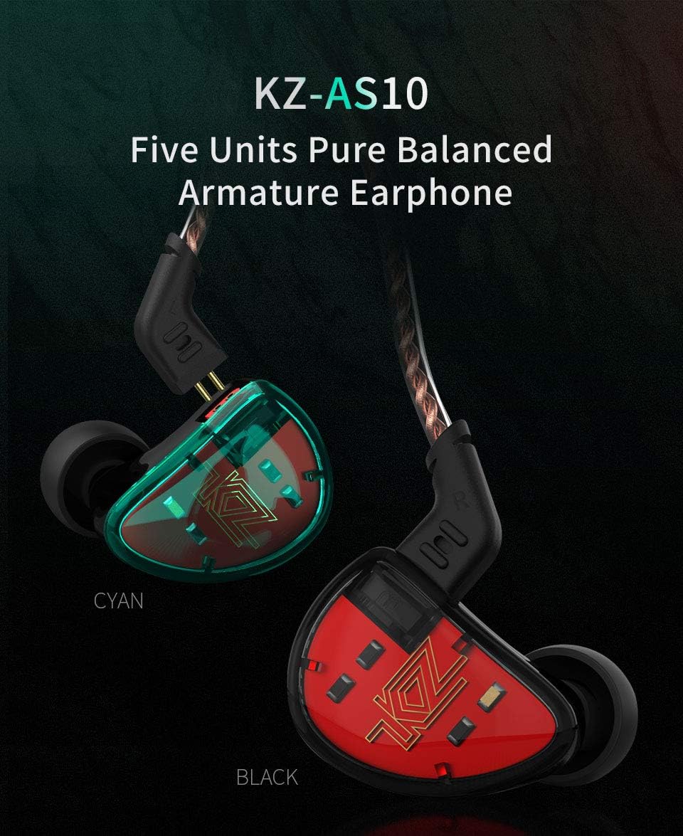 keephifi KZ AS10 – Auriculares intraurales, auriculares con cable Balance Amature 5BA, estéreo de alta fidelidad, auriculares con cancelación de